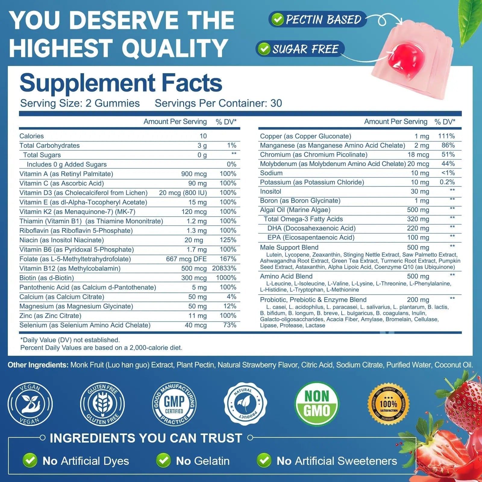Totaria Sugar Free Multivitamin for Men with Omega 3, Probiotics, Mens Multivitamins Gummies w/Methylated B Complex Totaria Au supplements
