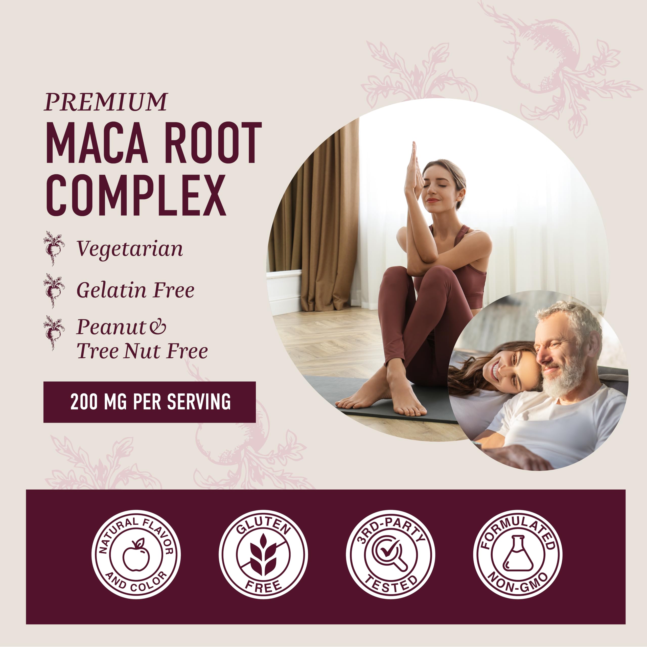 Maca Root Gummies with Natural Peach Flavor | Drive, Performance & Energy Support | Hormone Balance for Women and Men | Herbal Supplements 200MG Extra Strength | Vegetarian, Non-GMO | 60 Gummies SMNutrition Au supplements