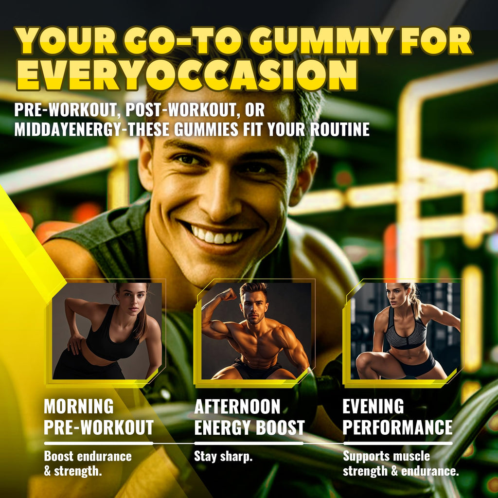 GlucoBio Creatine Monohydrate Gummies (5g) – Pre-Workout Energy & Muscle Growth Support for Men & Women | Pineapple Electrolyte Gummies (135 Count)