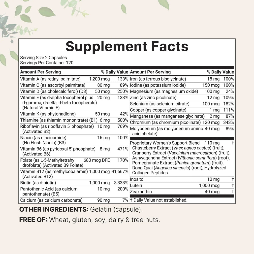 Micro Ingredients Pure Methylated Multivitamin for Women, 240 Capsules | 32-in-1 Formula with Vitamin B, C, D + Iron, Methylfolate & More Micro Ingredients Au supplements