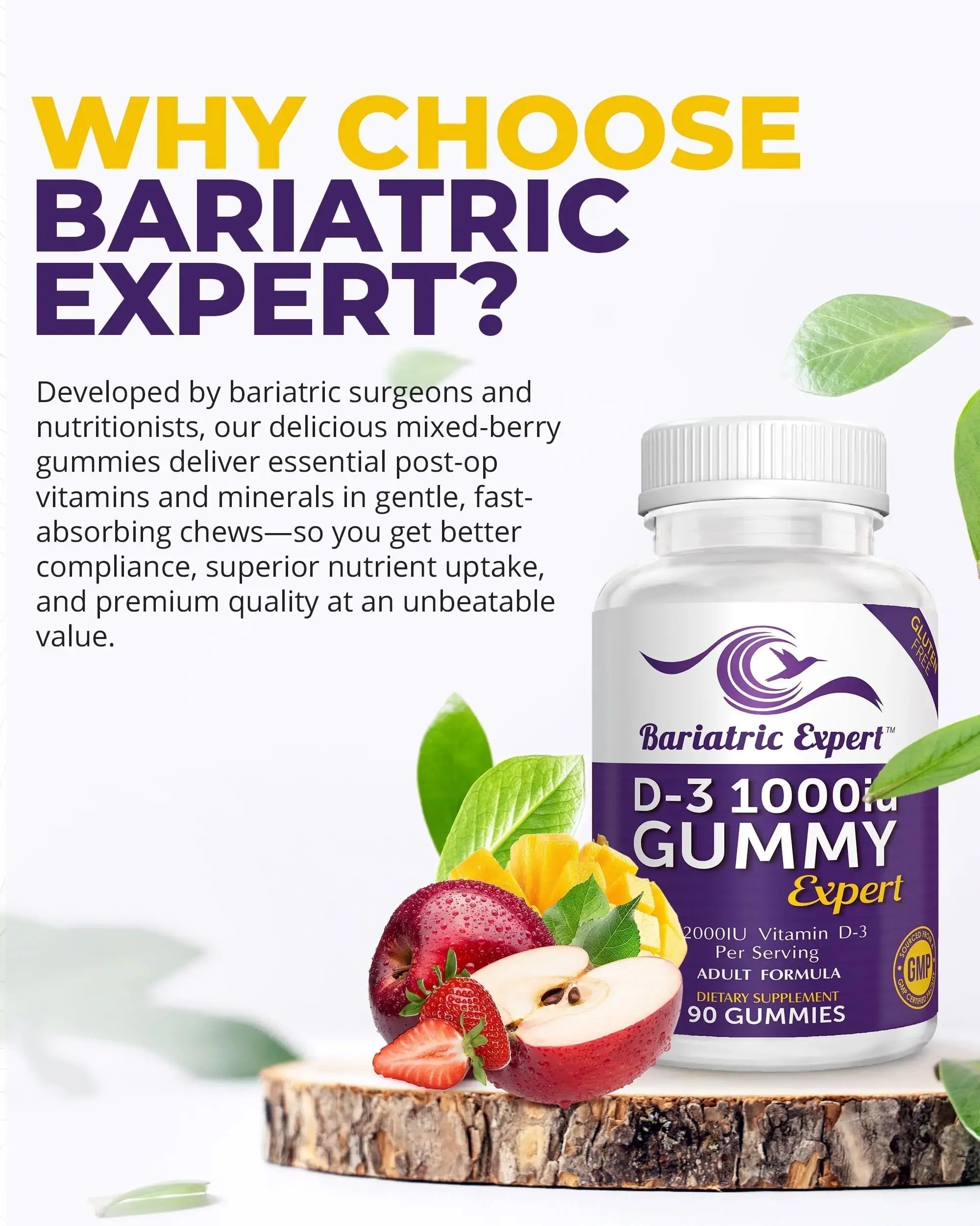 Bariatric Expert D3 Vitamin – Fast-Melting Dietary Supplement for Adults Post Bariatric Surgery, 90 Count Bariatric Food Expert Au supplements