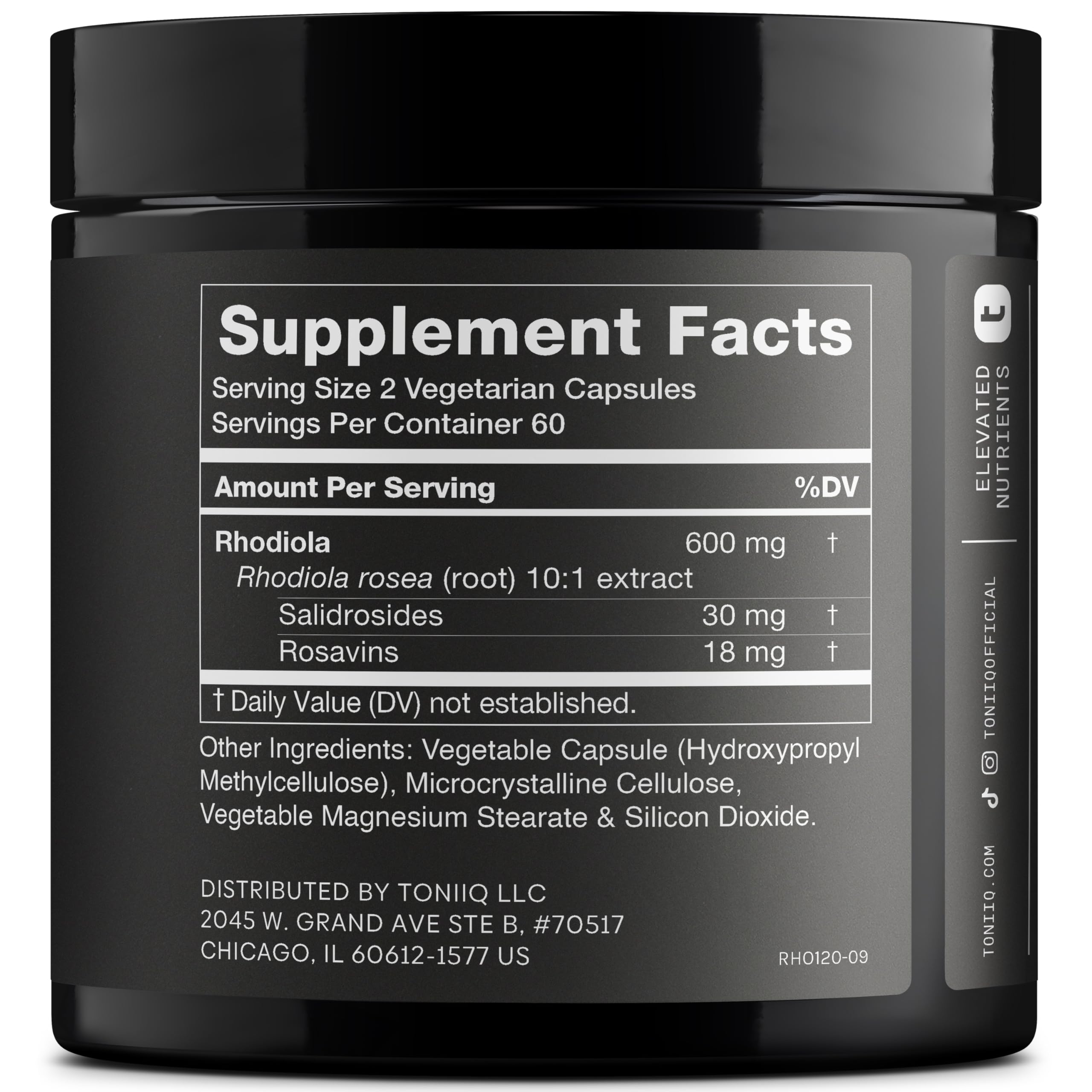 Toniiq Triple-Strength 600mg Rhodiola Rosea - 120 Capsules - 5% Salidroside Concentrated Extract - Highly Purified and Bioavailable Toniiq Au supplements