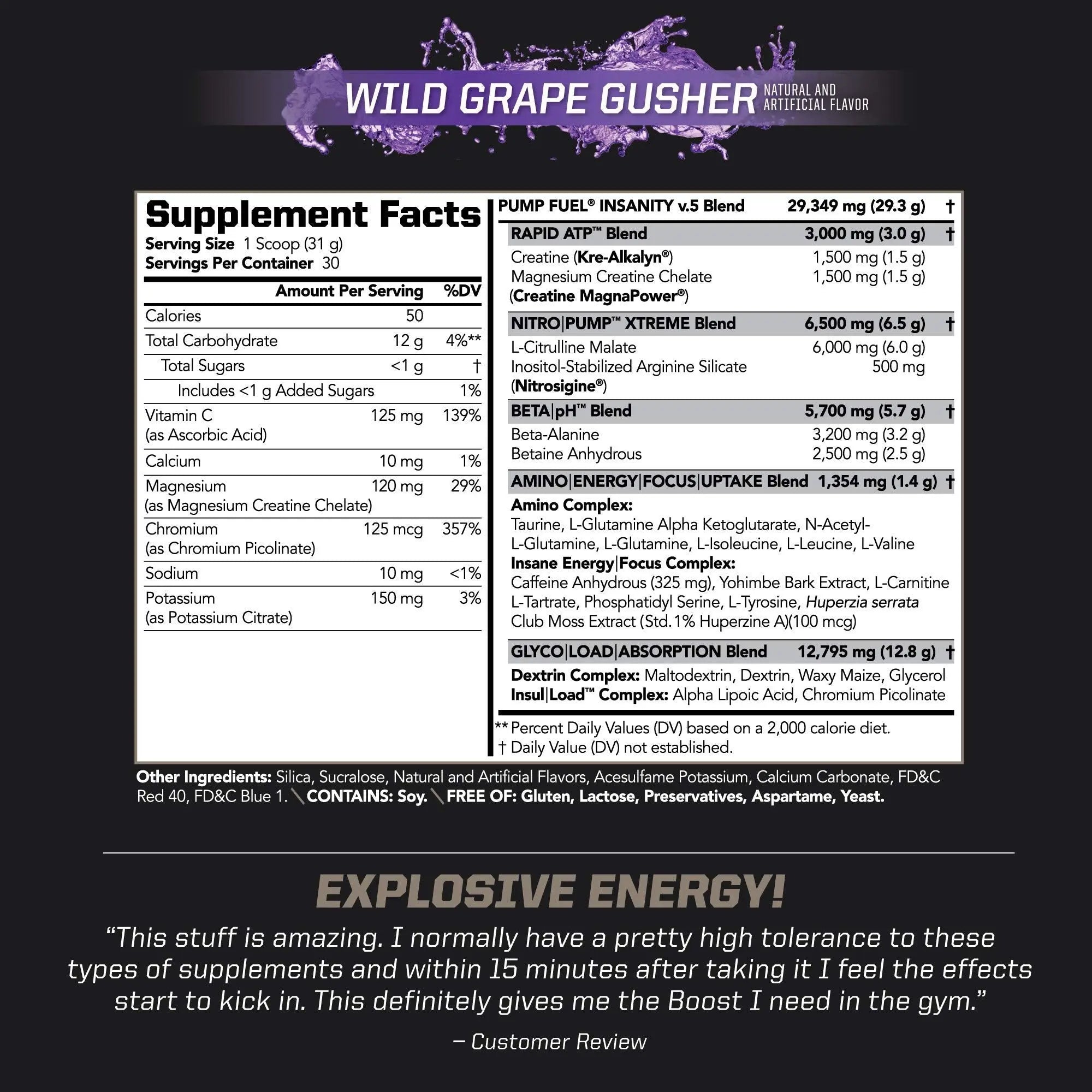 PMD Sports Ultra Pump Fuel Insanity - Pre Workout - Grape Gusher (30 Servings) PMD Au supplements