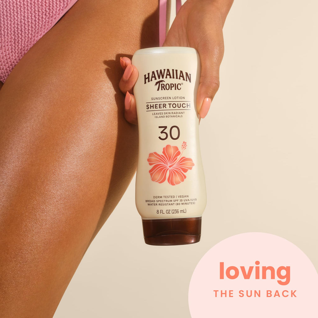 Hawaiian Tropic Sheer Touch Lotion Sunscreen, Moisturizing Broad-Spectrum Protection, SPF 30, Sun, Mango, 8 Oz