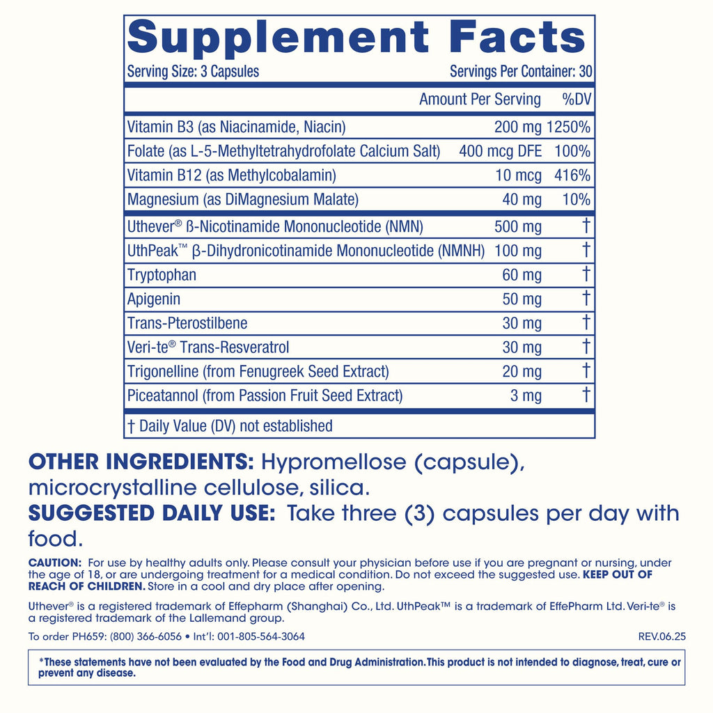 ProHealth NAD Triple Boost™ with NMN 500mg and NMNH 100 mg Plus Apigenin and Trans-Resveratrol. Promotes Longevity, Heart and Brain Health, Activates Sirtuins for Cellular Repair (30 Servings) ProHealth Au supplements