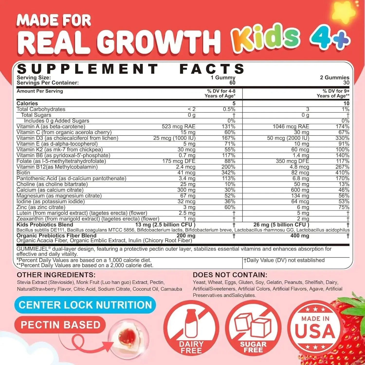 Kids Multivitamin Gummies + Calcium, Probiotics, Vitamin D3, C, Methylated B12 & Methylfolate, B6, A, K2, E, Zinc NEVISS Au supplements