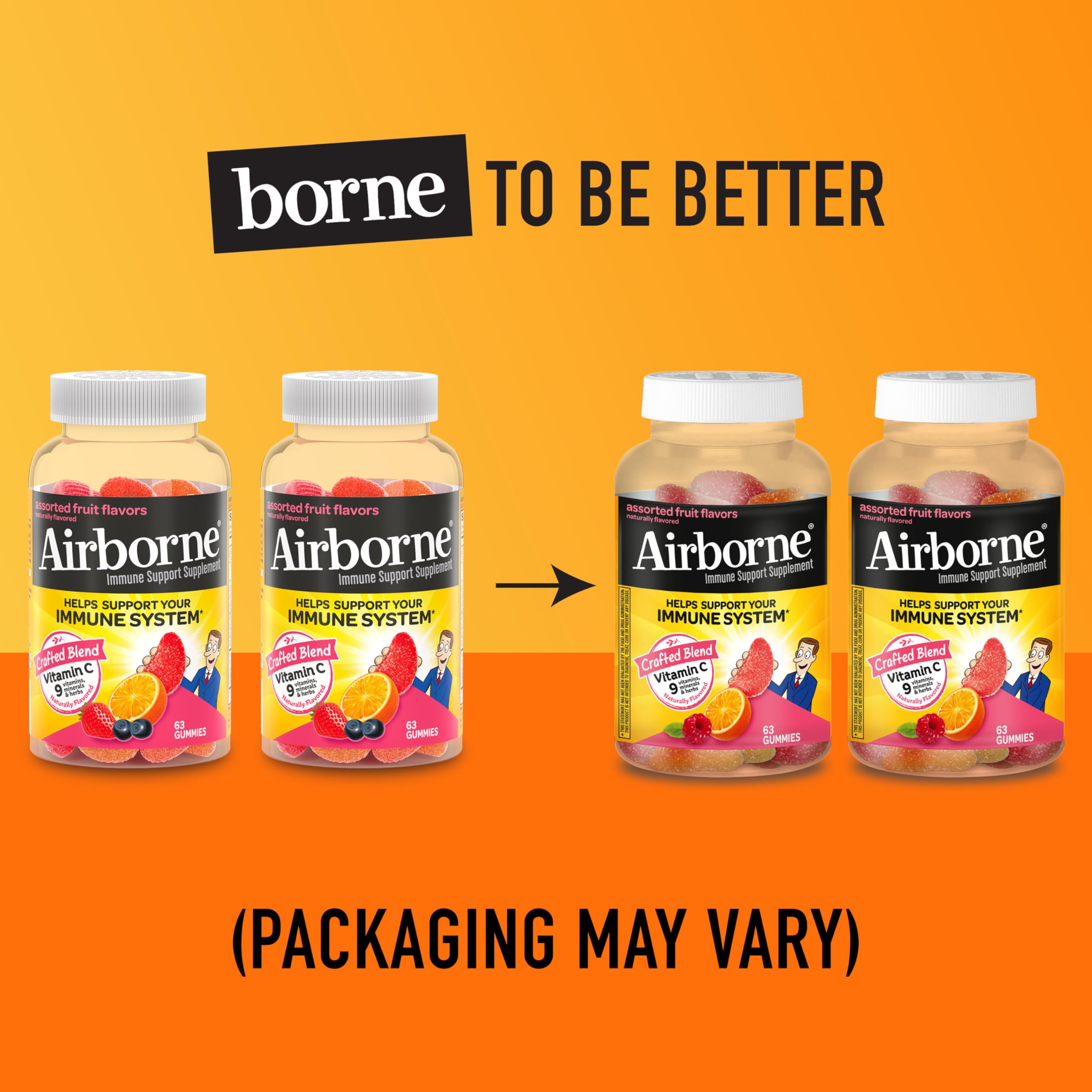 Airborne 750mg Vitamin C Gummies for Adults, Immune Support Gummies with Powerful Antioxidants VIT C & E, Caffeine Free