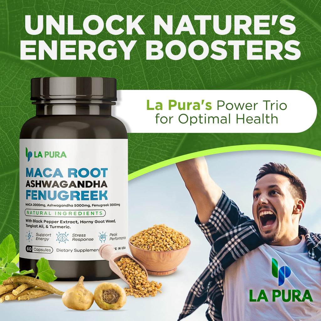 LaPura Ashwagandha 5000mg Maca Root 2000mg Fenugreek 3000mg Supplement LaPura Au supplements