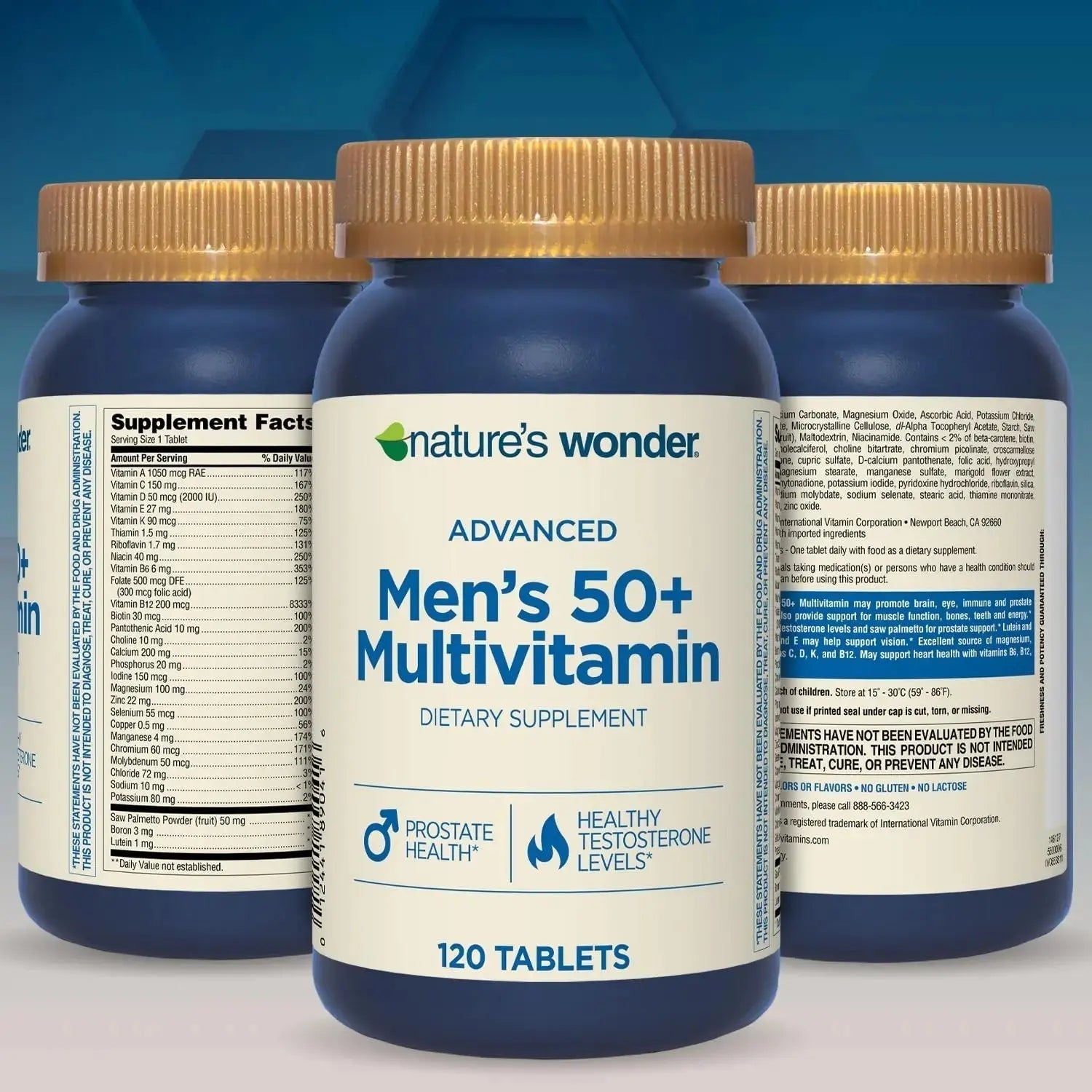 Nature's Wonder Advanced Men's 50+ Multivitamin/Multimineral Supplement with Vitamin D3 and B Vitamins 120 Tablets, 120 Day Supply Nature's Wonder Au supplements