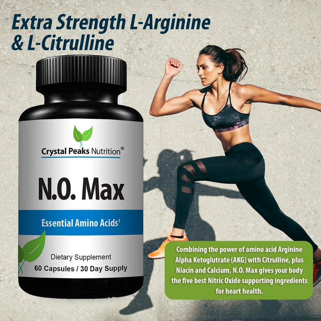 CRYSTAL PEAKS NUTRITION N.O. Max Nitric Oxide Supplement - L Arginine, Citrulline CRYSTAL PEAKS NUTRITION Au supplements