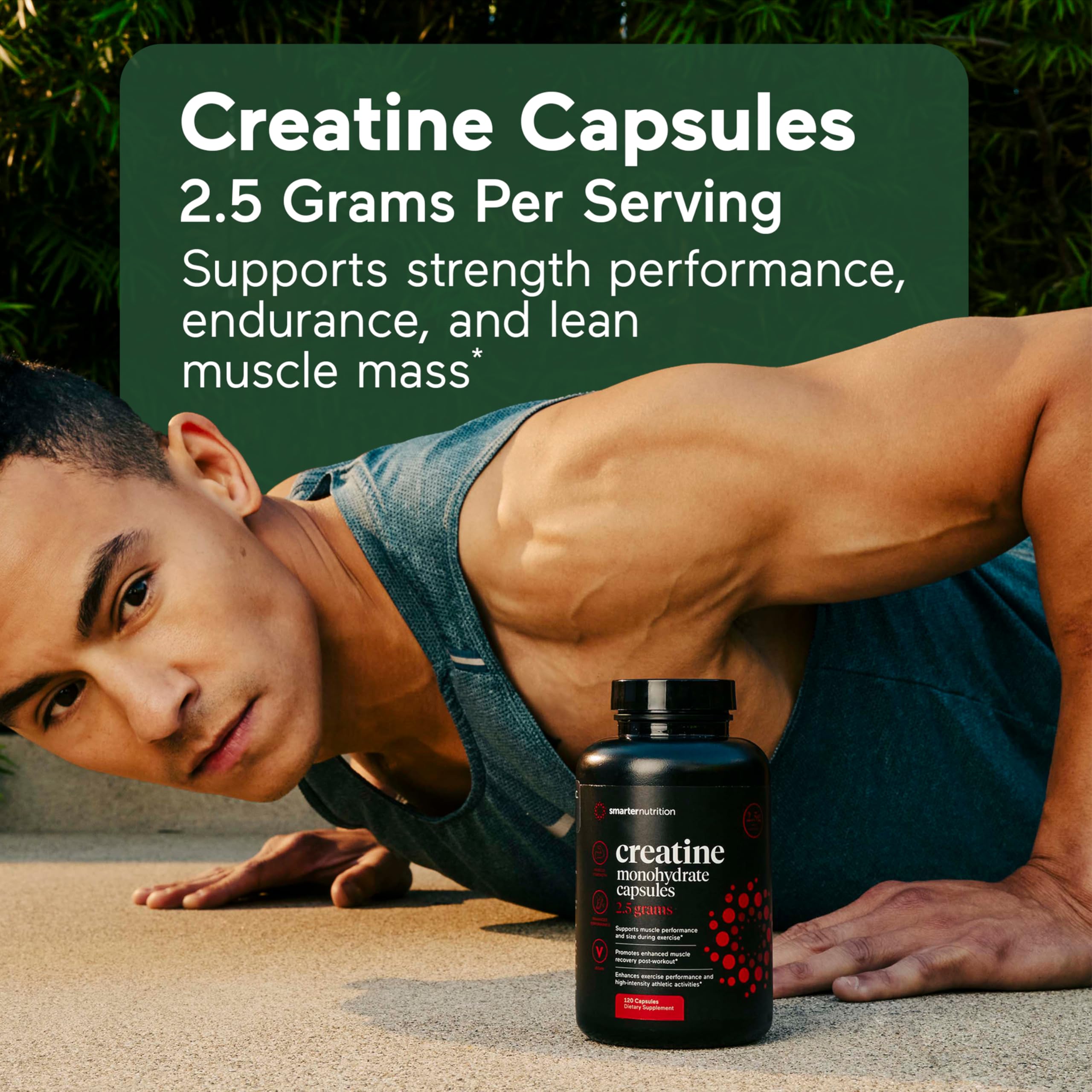 SMARTERNUTRITION Creatine Monohydrate Pills with 2500mg (2.5g) Per Serving, Vegan Capsules - Pre & Post Workout Recovery Support, Promotes Muscle Mass &. Endurance - 60 Count[30-Day Supply] SMARTERNUTRITION Au supplements