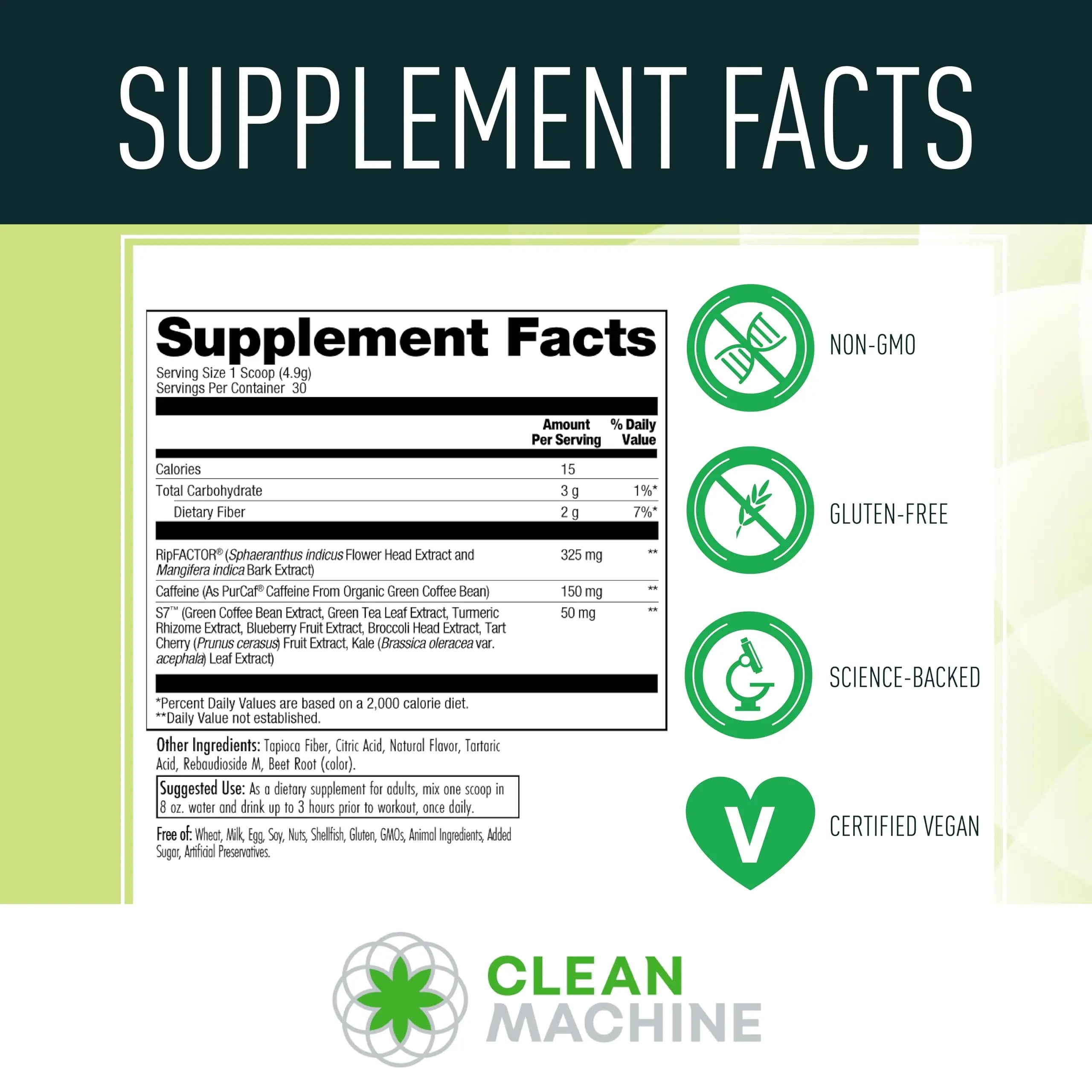 CLEAN MACHINE N10s - Plant Based Vegan Preworkout Powder - 3 Clinically Tested CLEAN MACHINE Au supplements