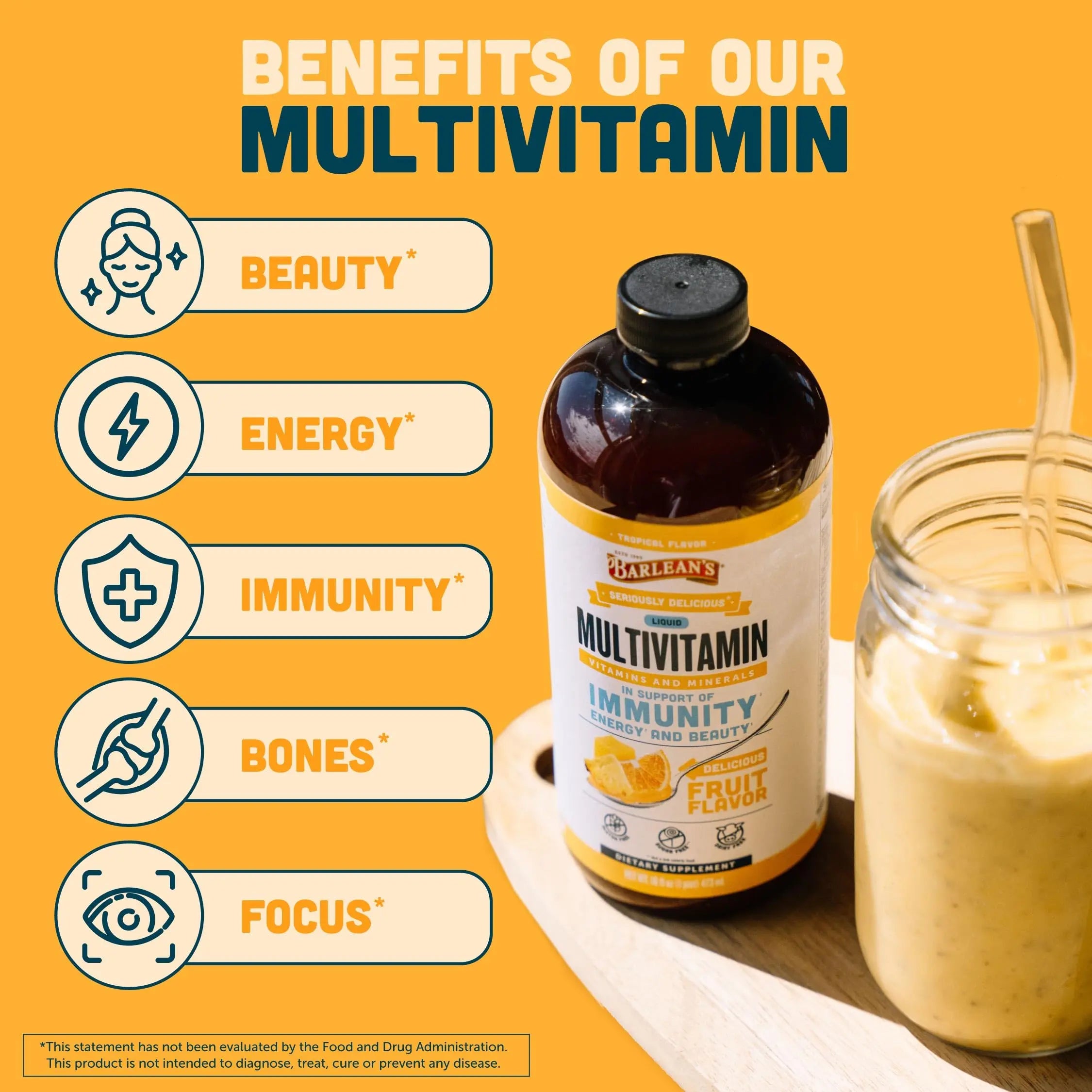 Barlean's Liquid Multivitamin for Women, Men & Kids, 21 Essential Vitamins & Minerals, Includes Biotin, B-Complex Barlean's Au supplements