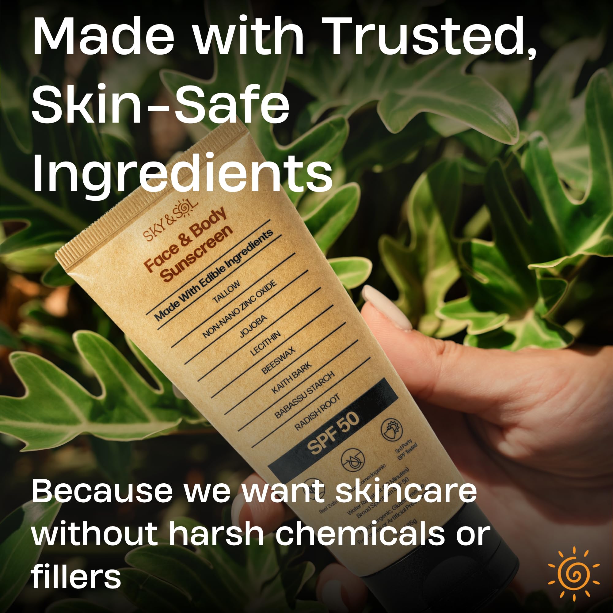 Sky and Sol Mineral Sunscreen SPF 50 | With Grass-Fed Tallow & Zinc Oxide | Non-Greasy