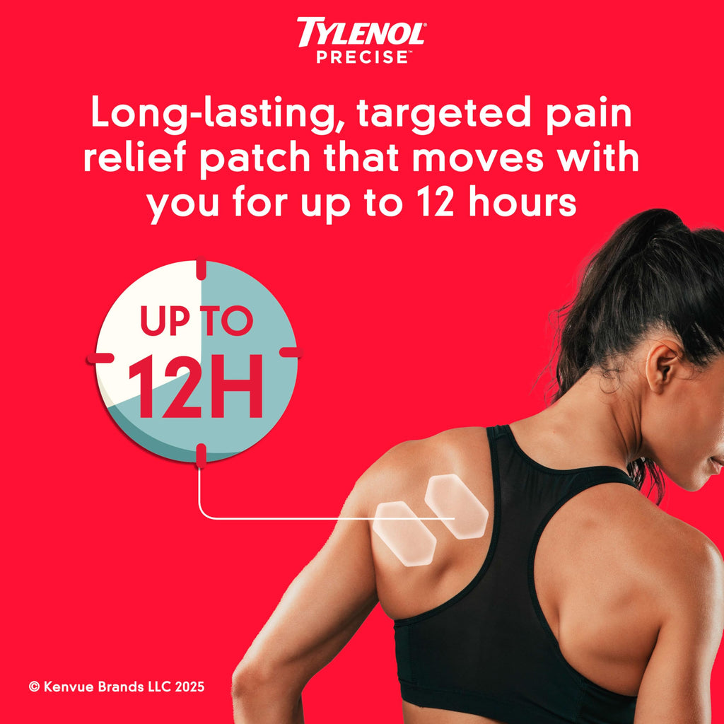 Tylenol Precise Pain Relieving Patches, Topical Analgesic Patches + Maximum OTC Strength Lidocaine Penetrates, Targeted Relief Ideal for Shoulder, Back & Knee Pain, Unscented, 3 x 2 ct Tylenol Au supplements