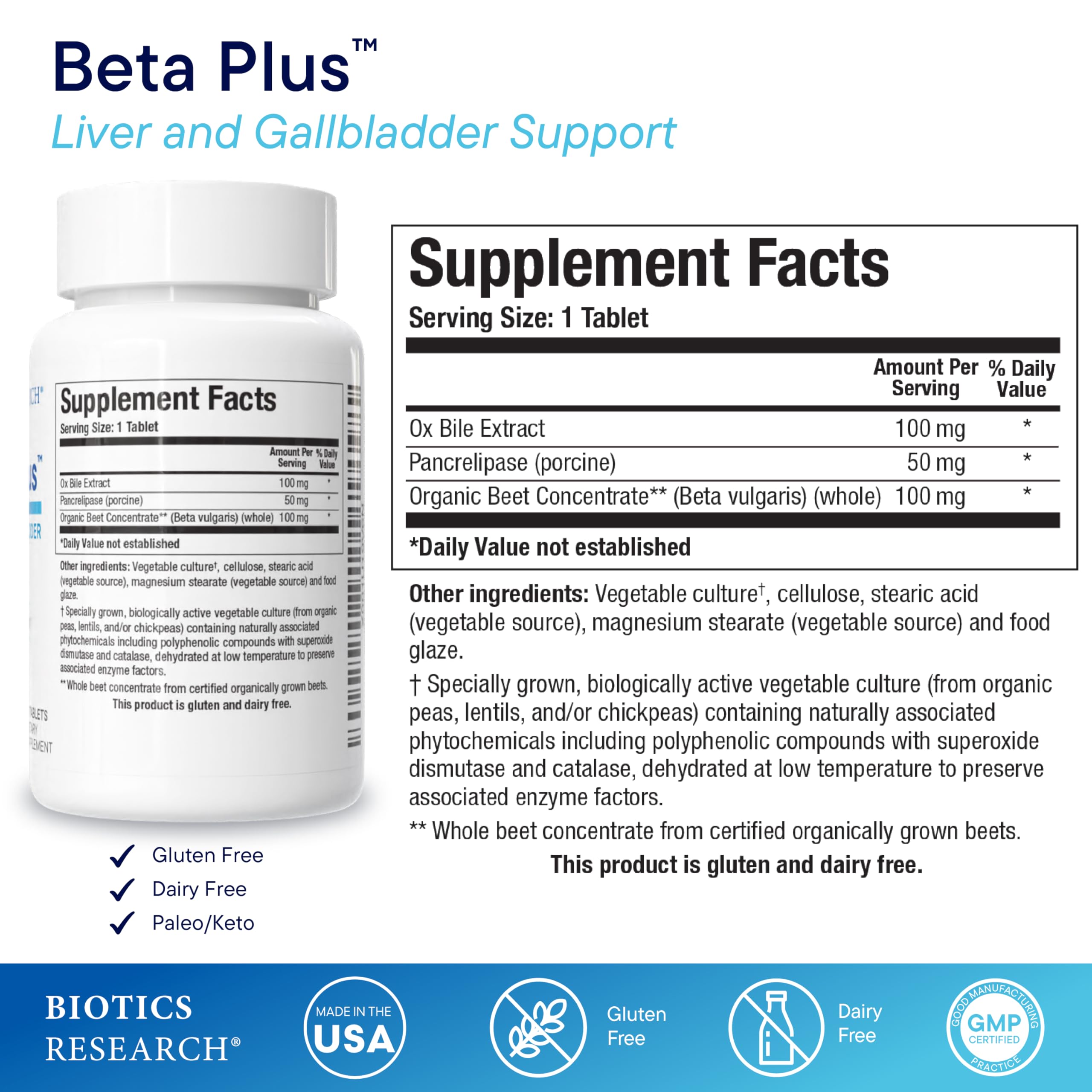 Biotics Research Beta-Plus™ Nutritional Ox Bile Salts Digestive Enzymes Supplement for Bile Production for No Gallbladder-Supports Overall Liver Function,