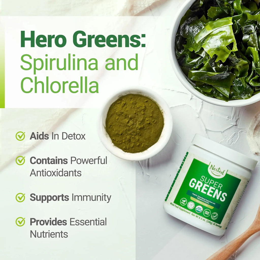 Super Greens Daily Greens Superfood Powder - Certified USDA Organic Green Powder Nested Naturals Au supplements
