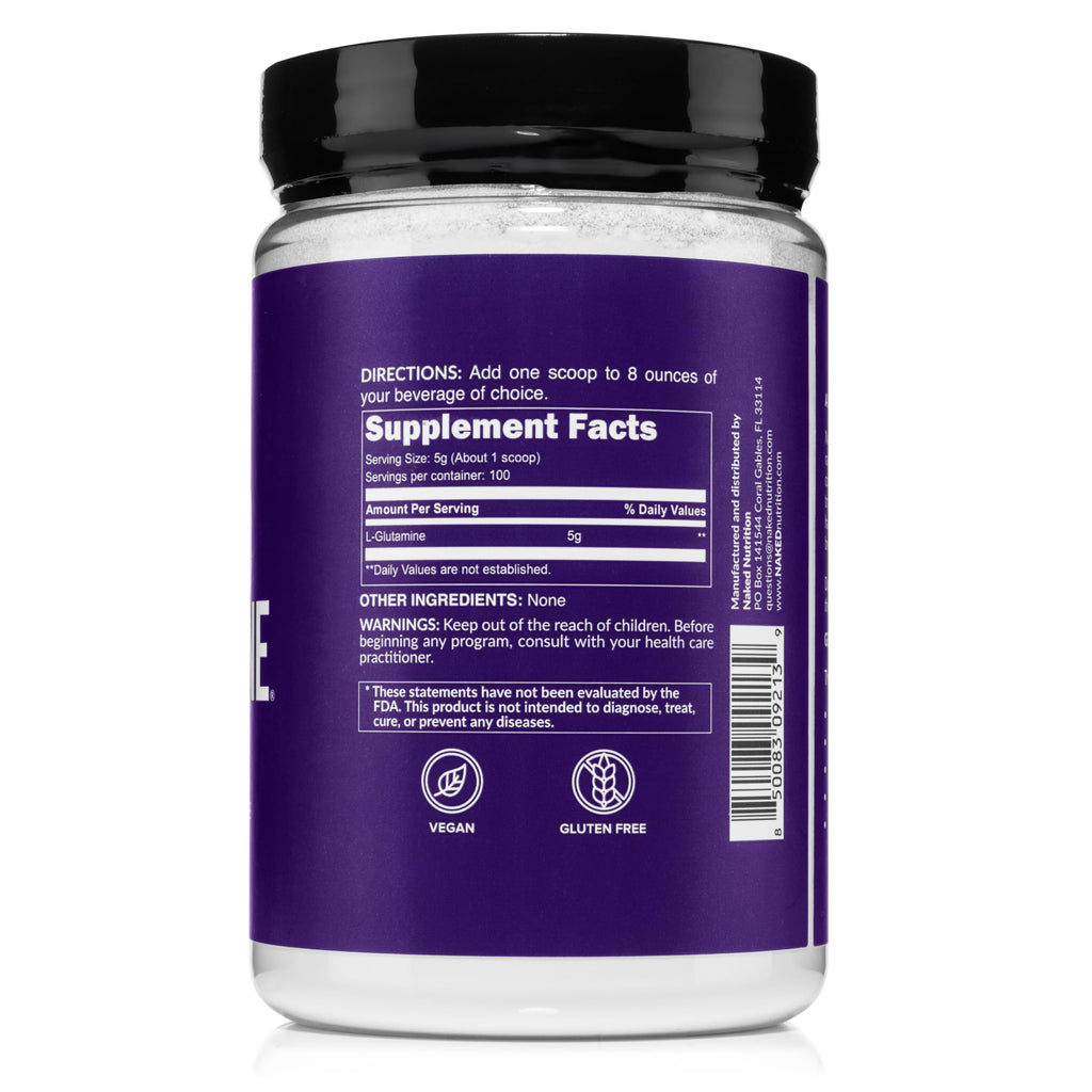 Pure L-Glutamine Made in The USA - 100 Servings - 500g, 1.1lb Bulk, Vegan, Non-GMO, Gluten and Soy Free. Minimize Muscle Breakdown & Improve Protein Synthesis. No Additives