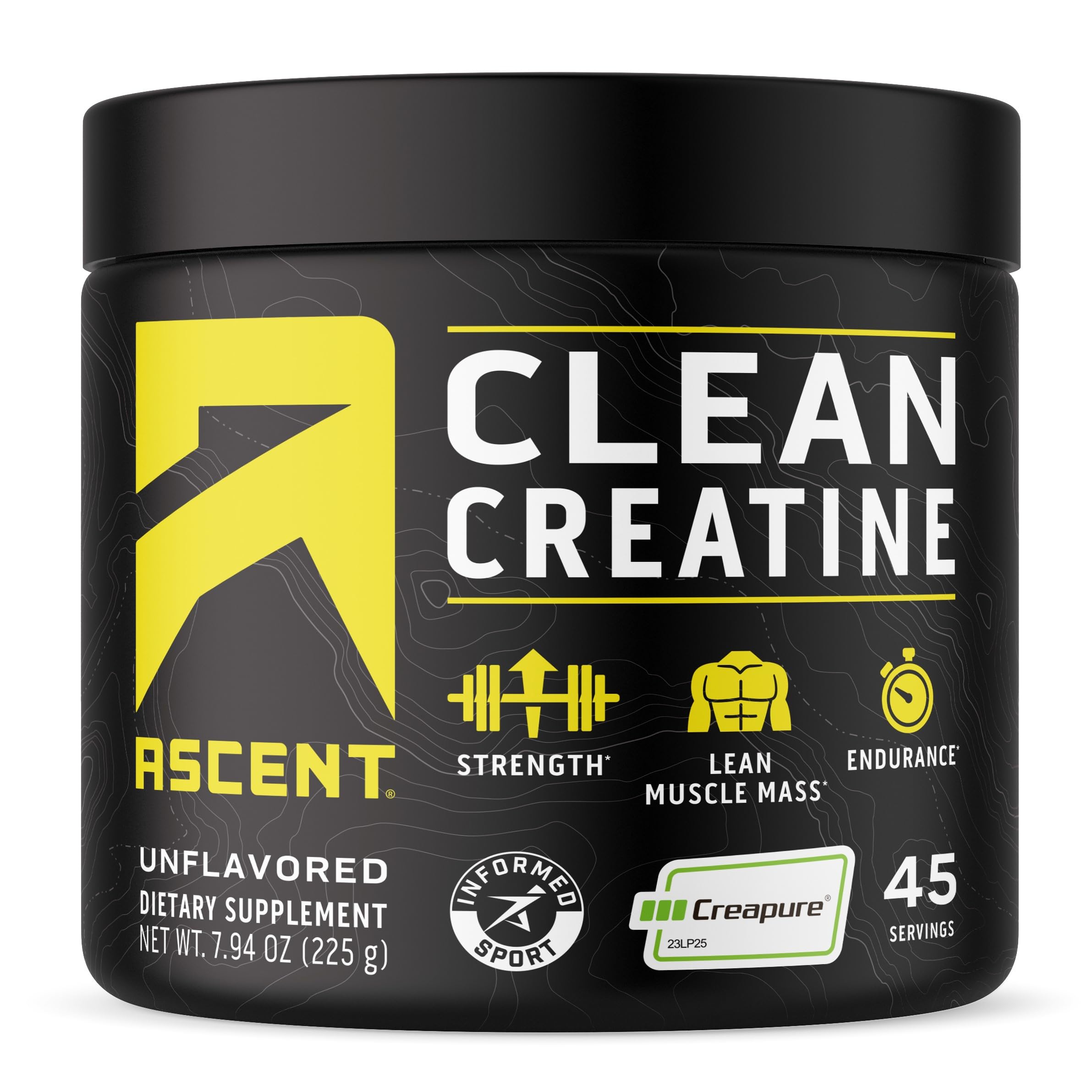 Ascent Clean Creatine Monohydrate Powder - 5G Per Serving, Creapure Supplement - Unflavored, 45 Servings