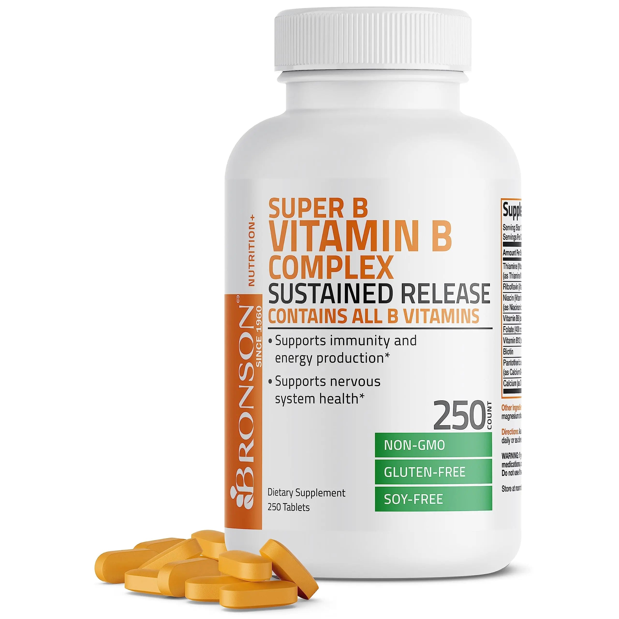 Bronson Super B Vitamin B Complex Sustained Slow Release Vitamin B1, B2, B3, B6, B9 Bronson Au supplements
