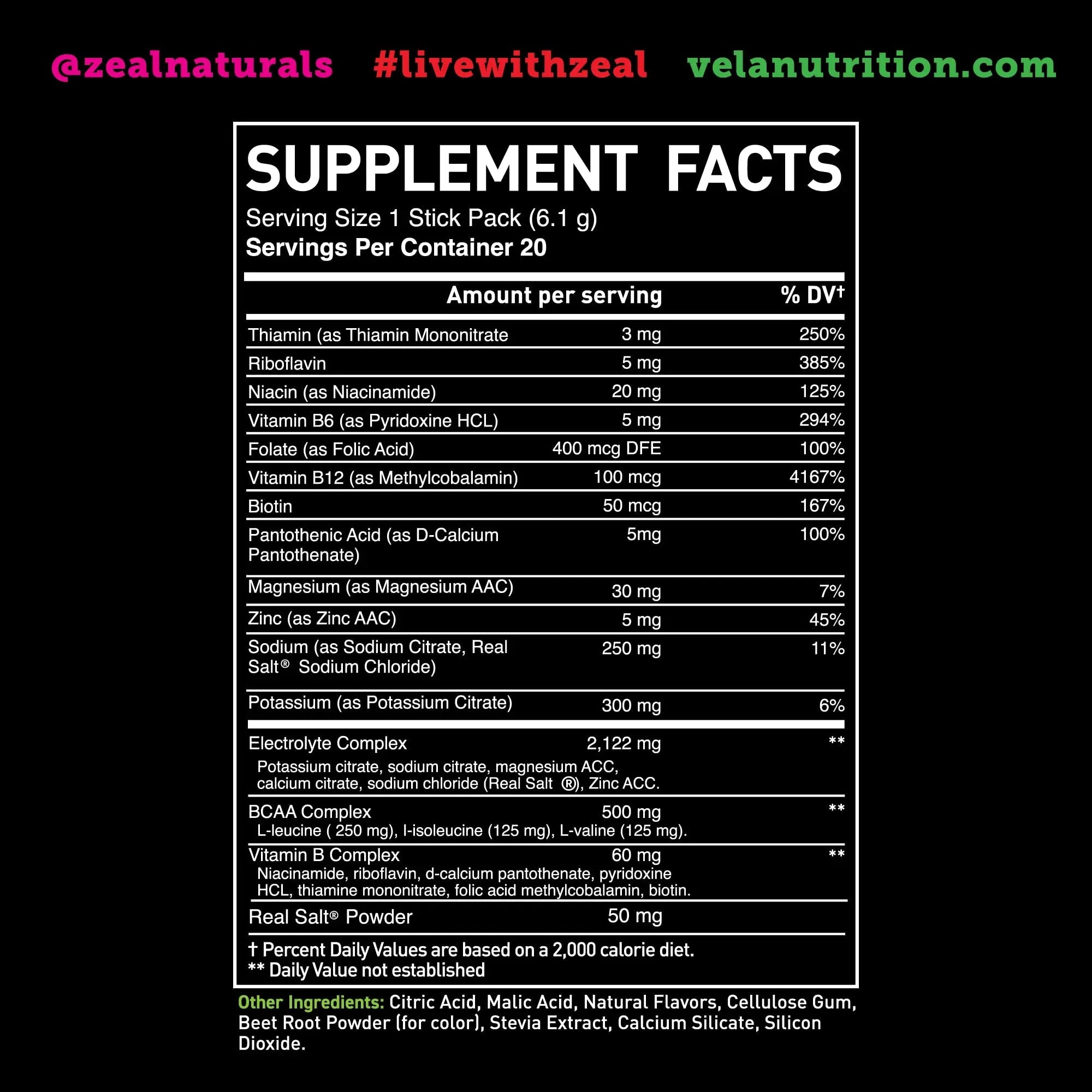 Enhanced Powder Stick Packs (Cherry Limeade- 20 Packets) Sugar Free + BCAA B Zeal Naturals Au supplements