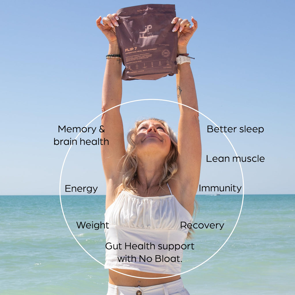 Flip My Life, Flip 7 Natural SuperFood, Plant-Based Protein, Complete Meal Replacement to Support Healthy Gut, 7 Mega Nutrient Rich Blends