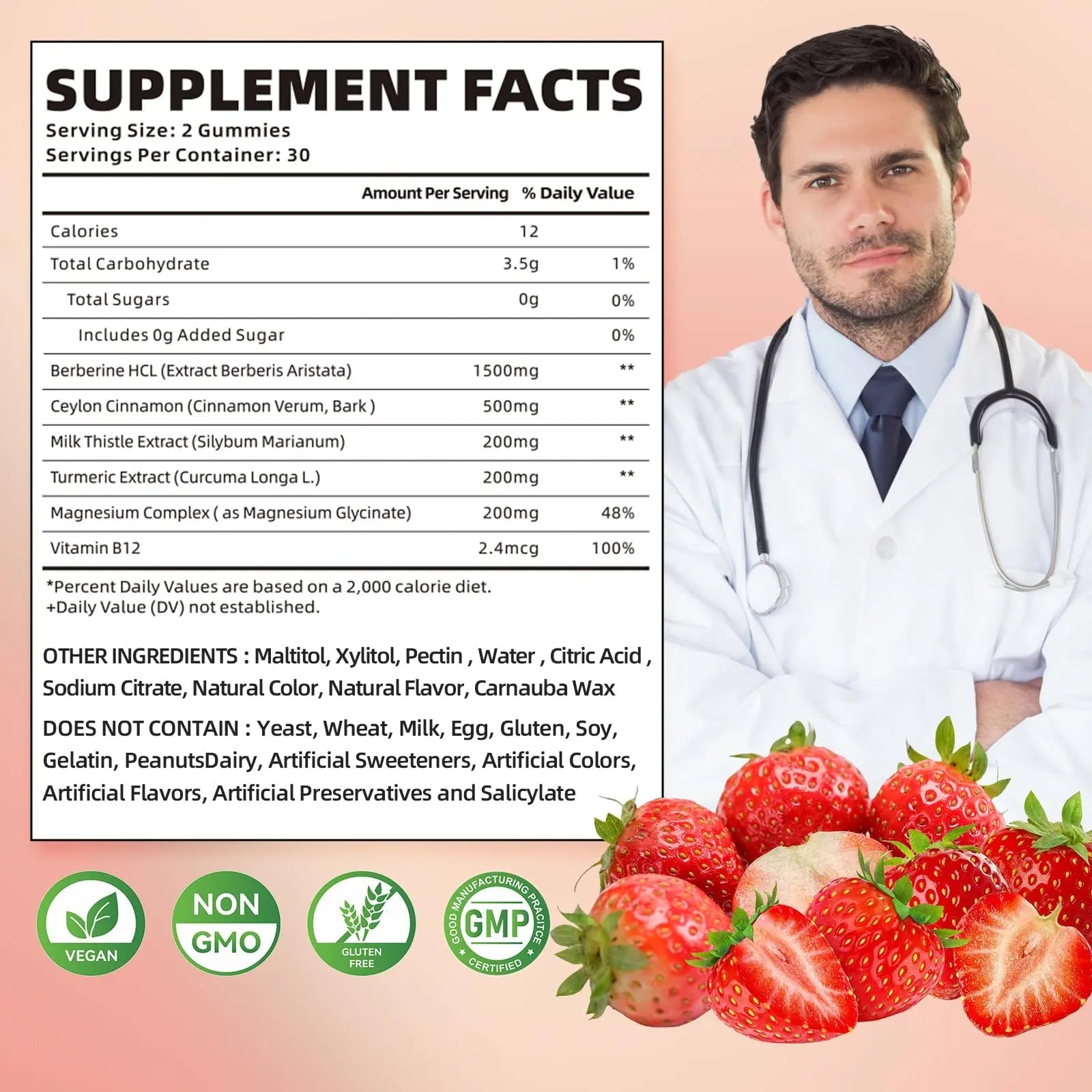 softbear Berberine with Ceylon Cinnamon Gummies-99% Purity Berberine HCL Supplements softbear Au supplements