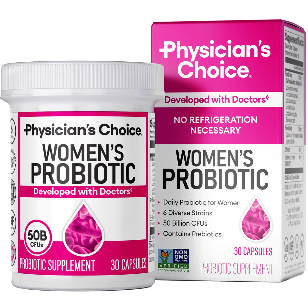 Physician's CHOICE Probiotics for Women - PH Balance, Digestive, UT, & Feminine Health - 50 Billion CFU - 6 Unique Strains for Her - Organic Prebiotics