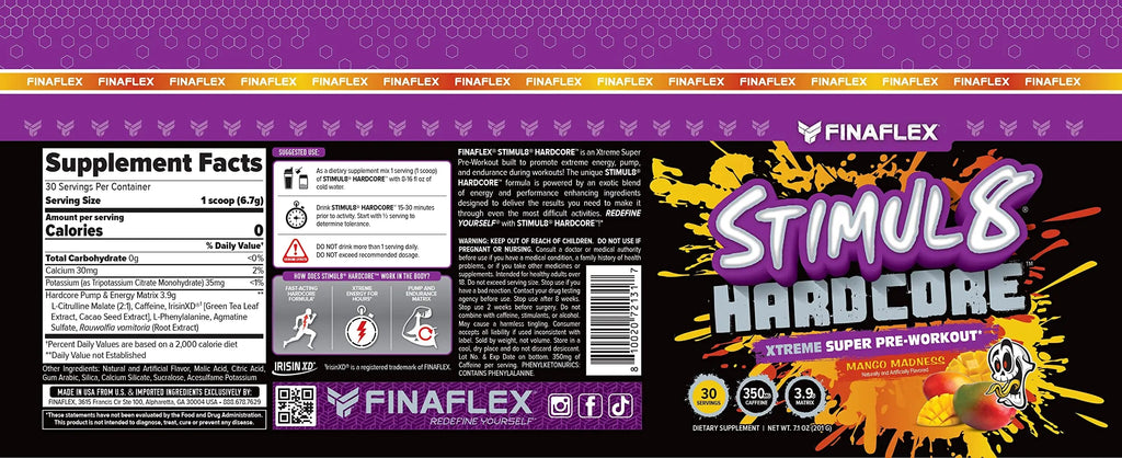 FINAFLEX STIMUL8 Hardcore, Mango Madness - Extreme Energy, Strength & Endurance FINAFLEX Au supplements