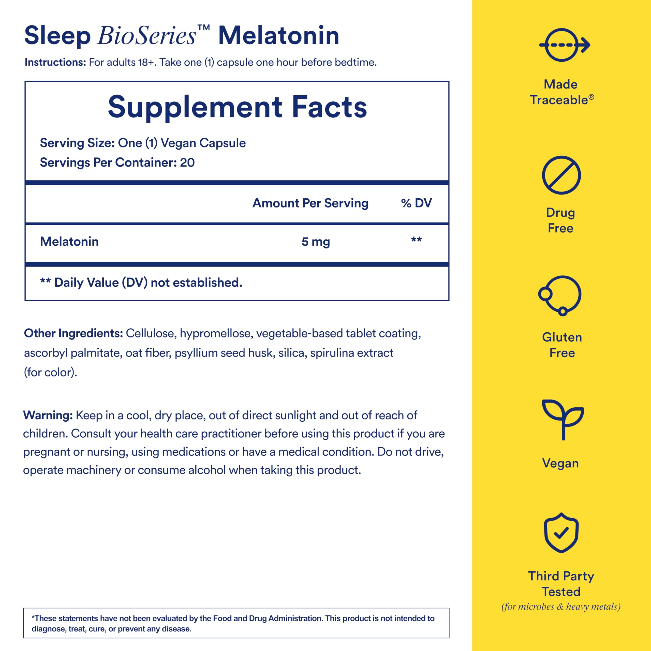 Ritual Sleep BioSeries™ Melatonin: Sleep Aid for Adults, Sleep Supplement with Time Released Capsules, Drug Free Sleep Vitamins for Adults for All Night Sleep Support, 20 Capsules Ritual Au supplements