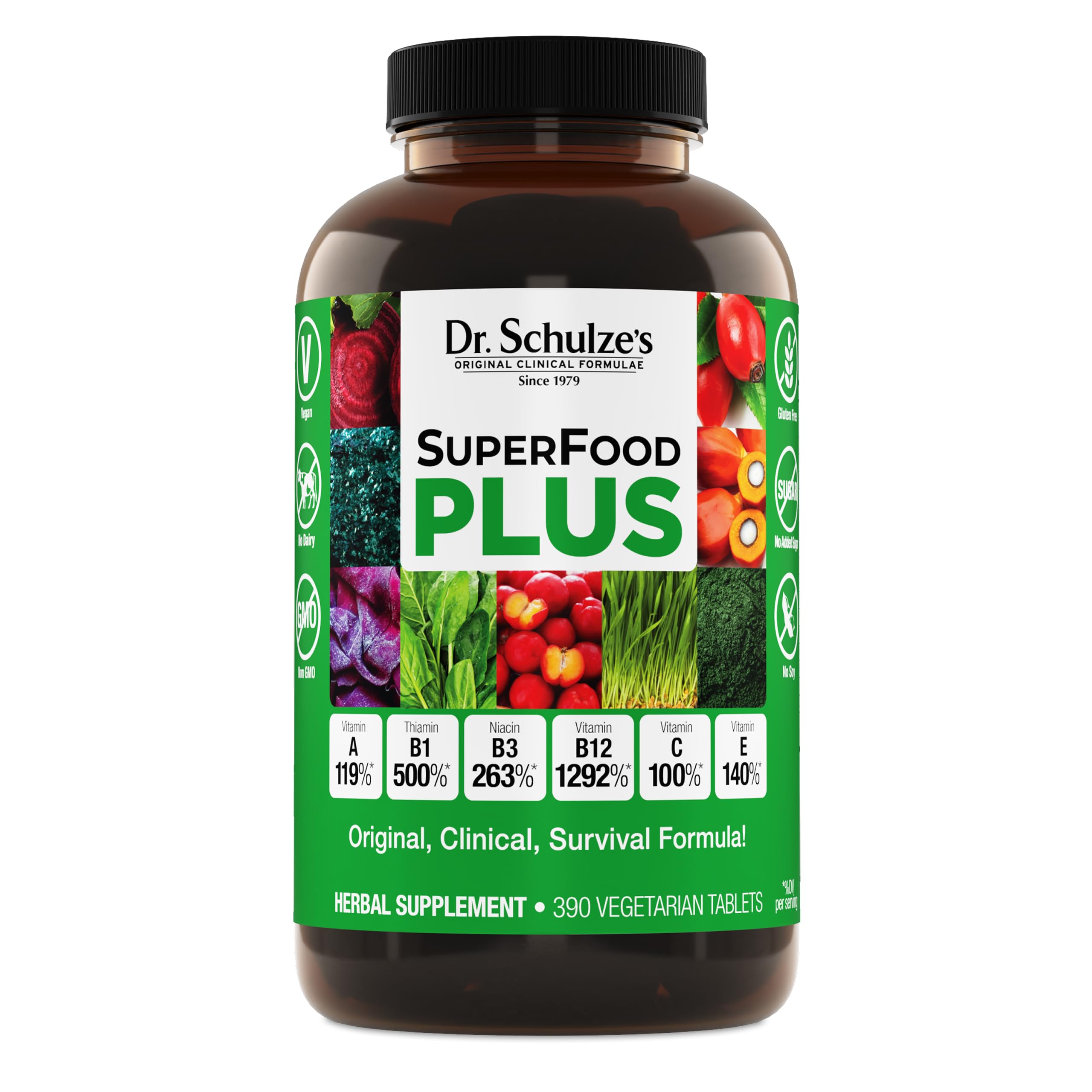 Dr. Schulze's SuperFood Plus - Everyday Superfood Supplement to Support Overall Wellness - Clean, Quality Nutrition - Supports Metabolism & Daily Energy - Gluten-Free & Dairy-Free - 390 Tablets Dr. Schulze's Au supplements