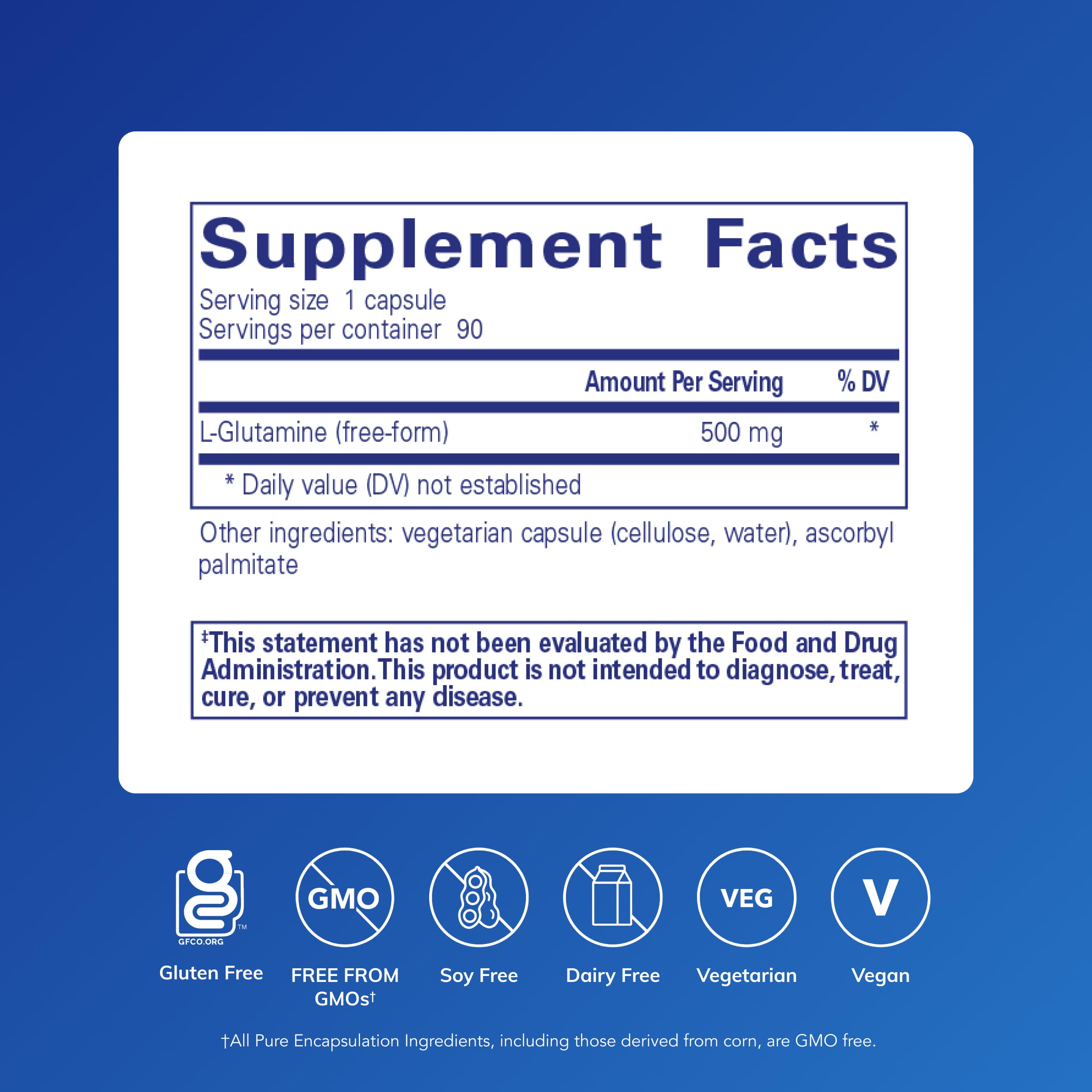Pure Encapsulations L-Glutamine 500 mg - Supplement for Immune and Digestive Support, Gut Health and Lining, Metabolism, and Muscle Support*