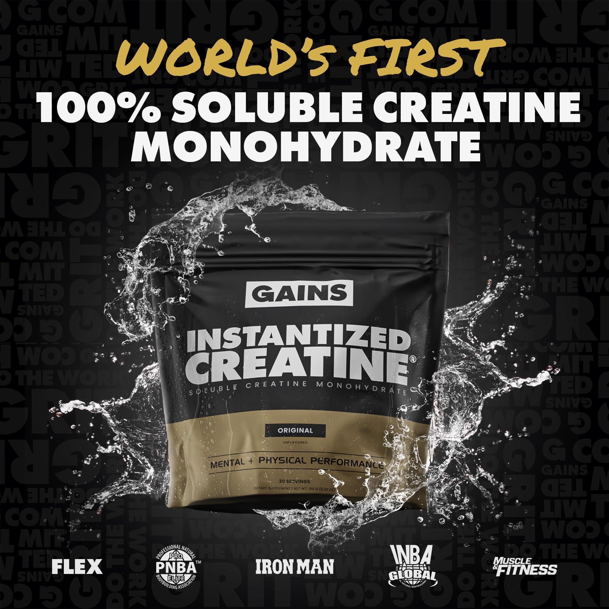 Gains in Bulk Instantized Creatine Monohydrate for Women and Men, Soluble Creatine Powder, Supports Muscle Building, Strength and Performance, Bodybuilding Supplements, Unflavored, 30 Servings GAINS IN BULK GAINSINBULK.COM Au supplements