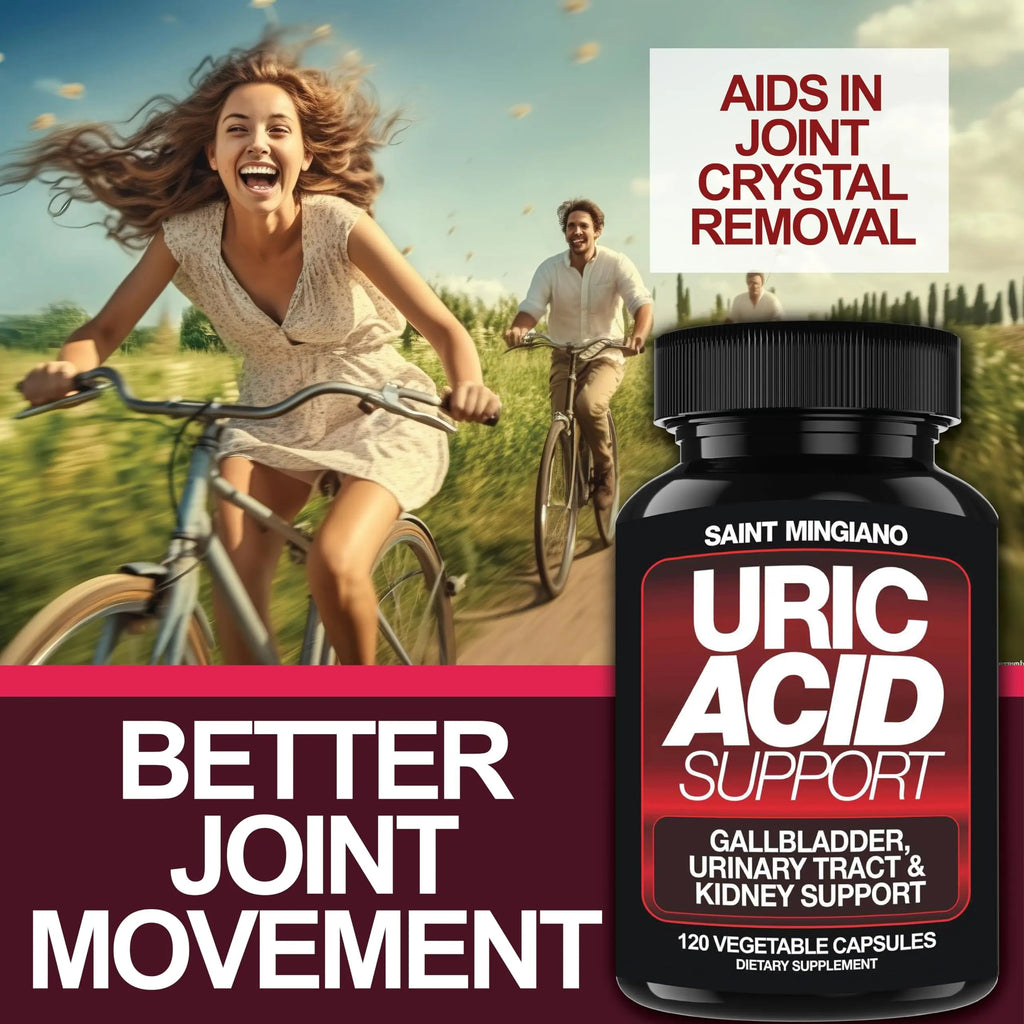 Saint Mingiano Uric Acid Flush for Gout Support -120 Capsules - Supports Kidney Cleanse Detox & Repair, Gallbladder & Urinary Tract Issues - Essential for Detox & Joint Support - Cranberry Extract Saint Mingiano Au supplements