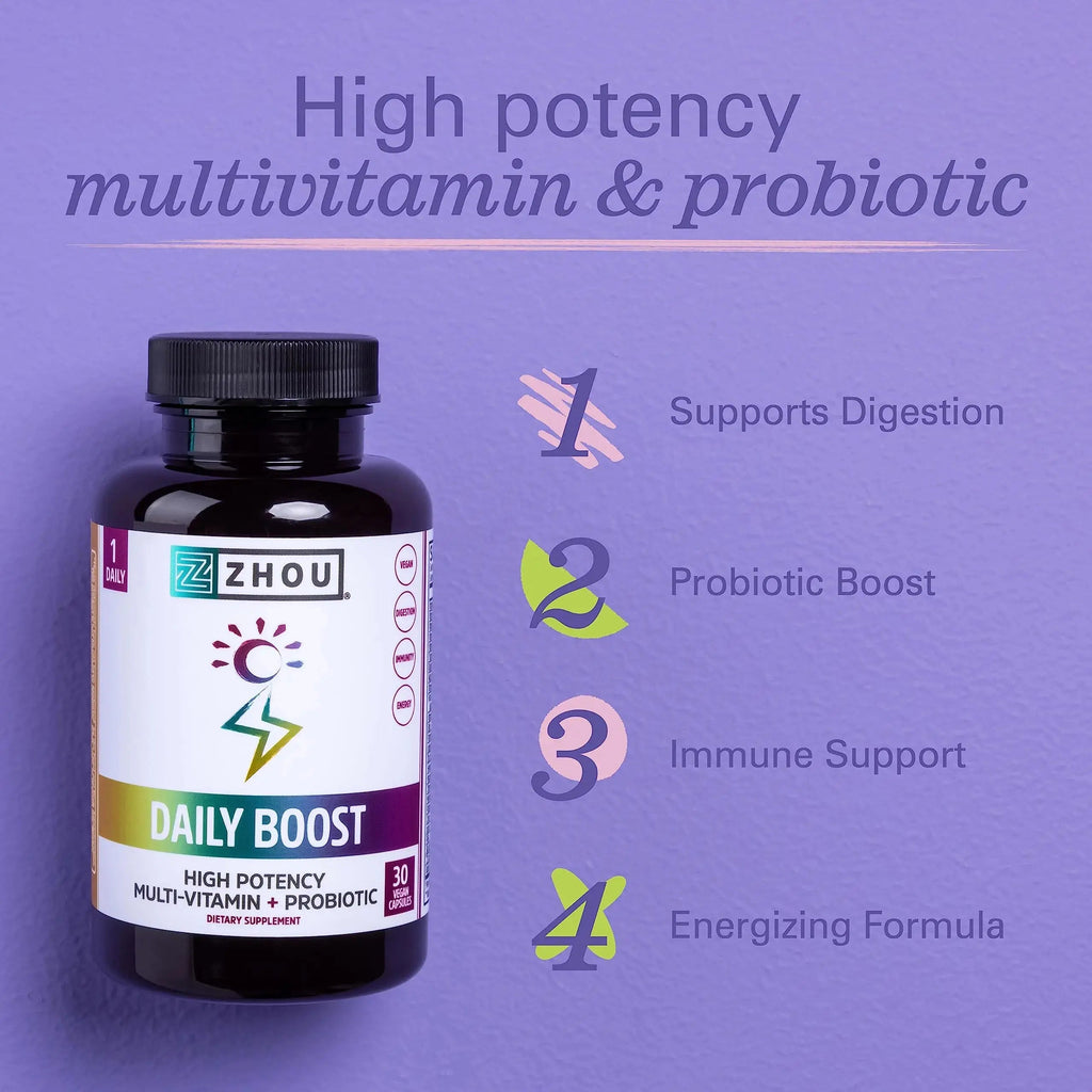 Zhou Daily Boost - Probiotic Multivitamin for Women & Men, Immune Support, Antioxidant & Eye Health Supplement with Vitamin A, Vitamin C ZHOU Au supplements