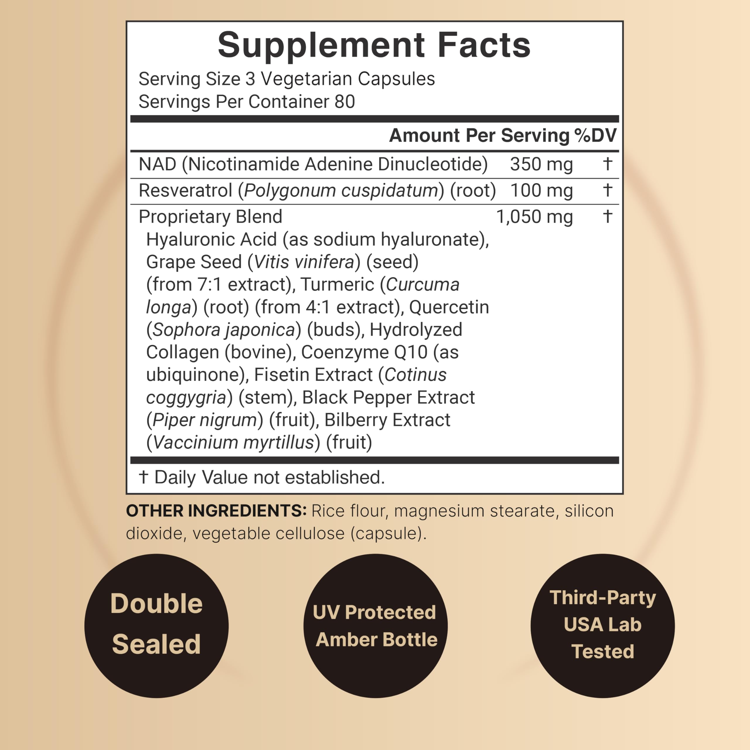 NatureBell NAD+ Complex 1,500mg Per Serving, 240 Veggie Capsules | NMN Supplement Alternative | NAD Plus Resveratrol, Hyaluronic Acid, Quercetin, Fisetin, Collagen, & More – Non-GMO NatureBell Au supplements