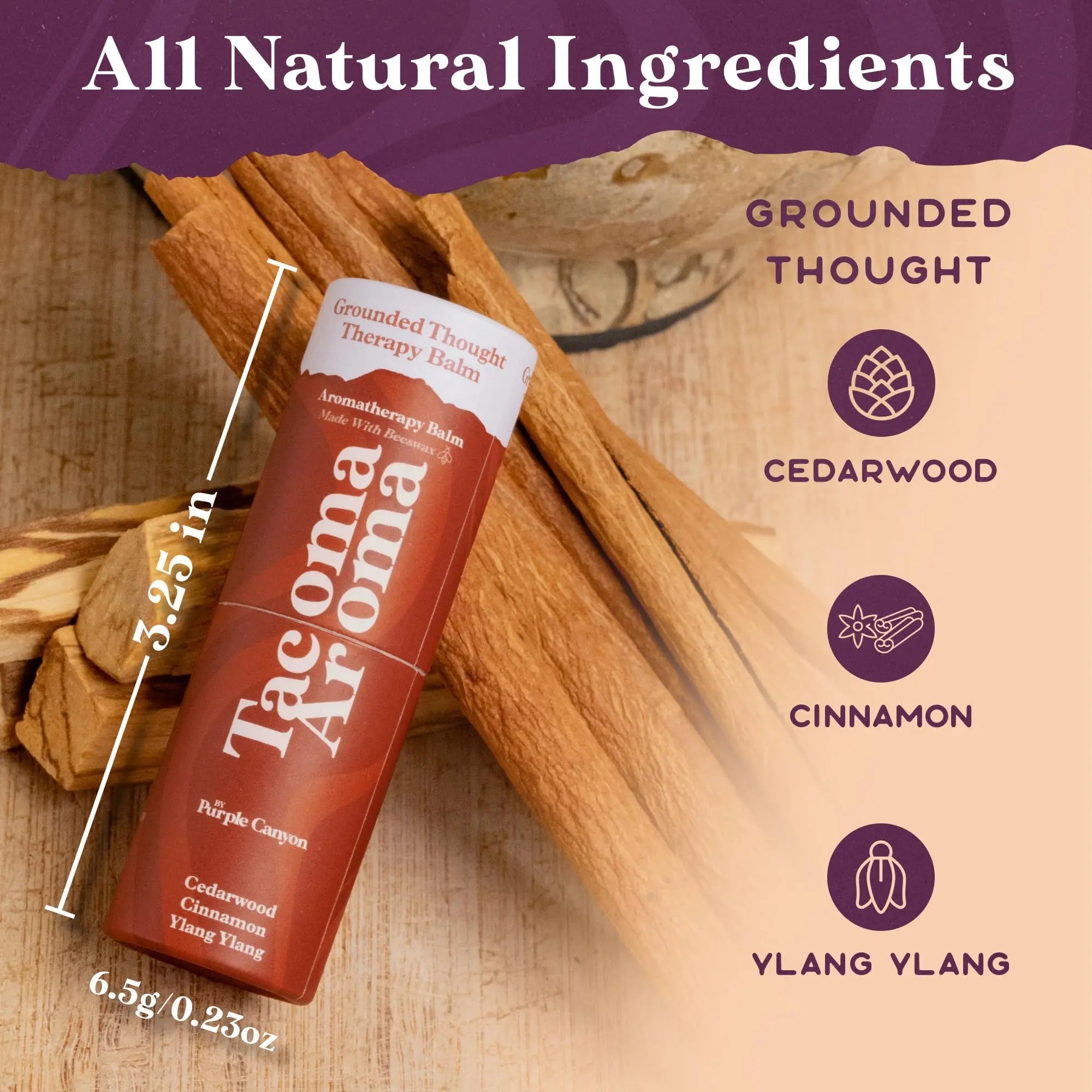 Essential Oils Balm Stick | Grounded Thought Aromatherapy Balm | All Natural Body Balm PURPLE CANYON Au supplements