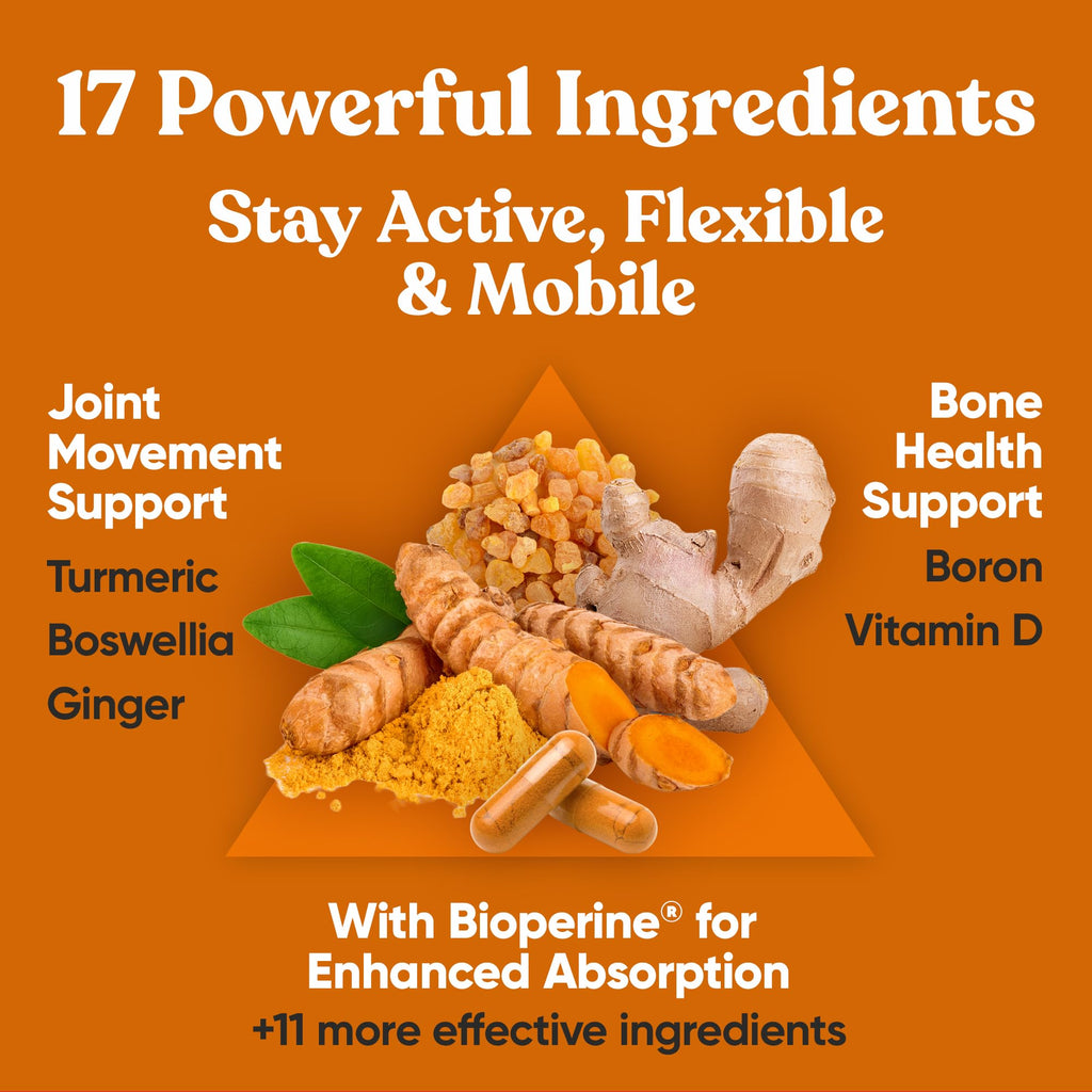Primal Joint & Mobility Support - Advanced Joint Support Supplement for Women and Men - Turmeric, Boswellia, Ginger and Boron for Whole-Body Flexibility, Joint Health & Comfort - 60 Veg Soft Capsules Eu Natural Au supplements