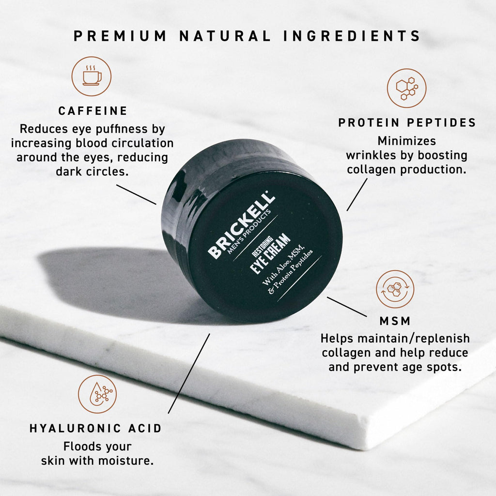 Brickell Men's Restoring Under Eye Cream for Men, Natural and Organic Anti Aging Eye Balm To Reduce Puffiness, Wrinkles, Dark Circles