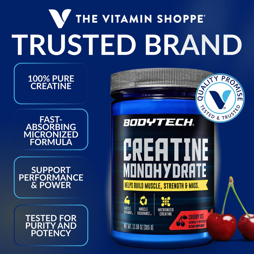 BodyTech 100% Pure Creatine Monohydrate Powder - Micronized for Maximum Absorption - Supports Muscle Strength & Power Output