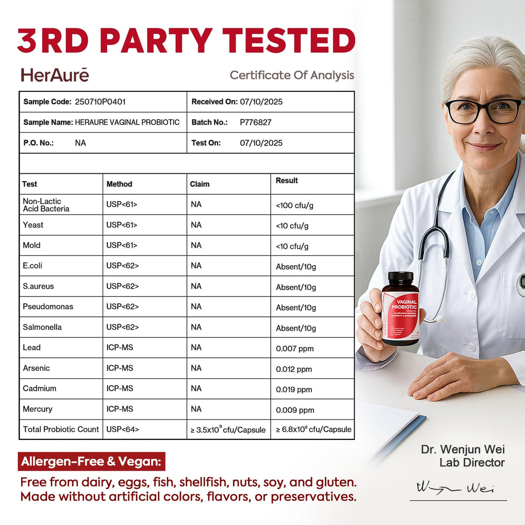 HerAure Vaginal Probiotics for Women - pH Balance, Healthy Vaginal Odor, Vaginal Flora, Yeast Balance, Women Probiotics and Prebiotics, Immune Support