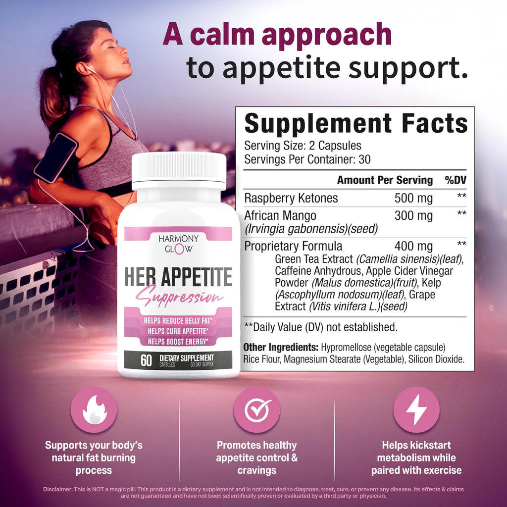 Her Appetite Suppression - Supports Related Metabolic Pathways, Promotes Weight for Women, Helps Control Appetite/Cravings & Promotes Energy