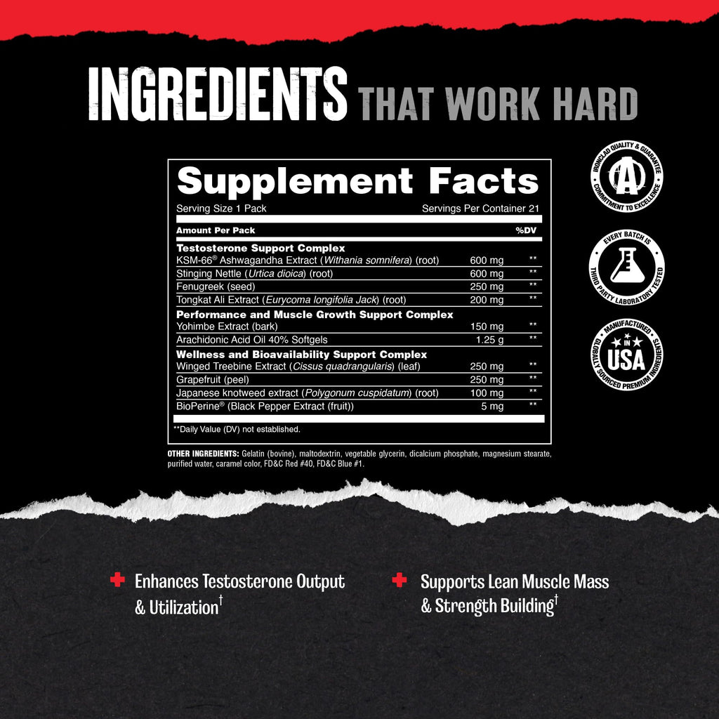Animal Test Booster for Men - Male Enhancing Supplement Libido Booster for Strength Athletes & Bodybuilders to Increase Stamina, Endurance, Muscle Growth, All-in-One Packs – 21 Day Cycle