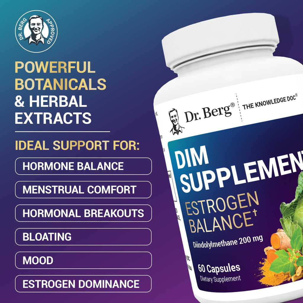 Dr. Berg DIM Supplement Estrogen Balance - Original Estrogen Supplement for Women with Diindolylmethane for Menstrual Symptoms & Menopause Relief & Black Pepper for Enhanced Absorption - 60 Capsules Dr. Berg Nutritionals Au supplements