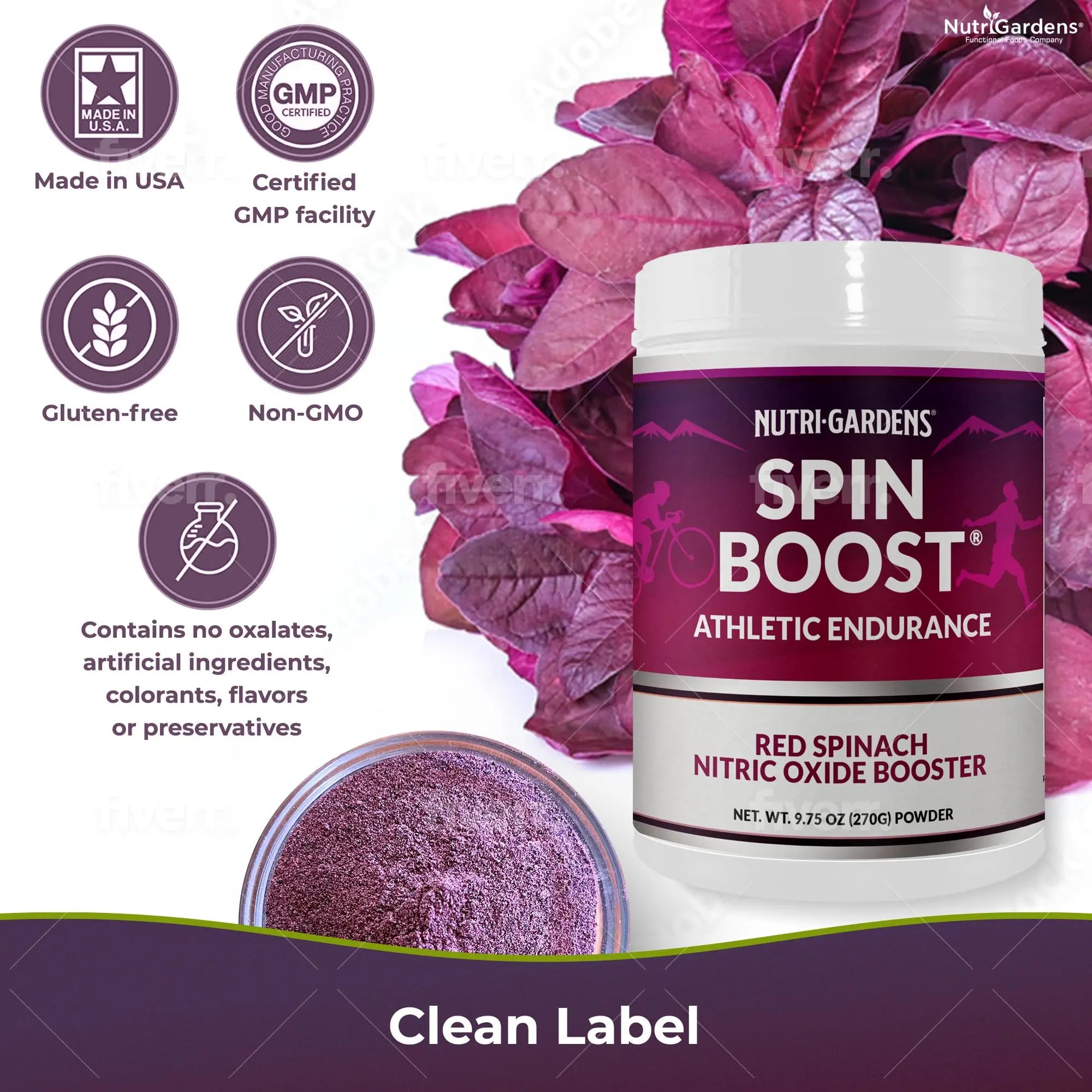 Nutrigardens Spin Boost Nitric Oxide Red Spinach Nitrate Pre-Workout Powder Concentrated Nutrigardens Au supplements