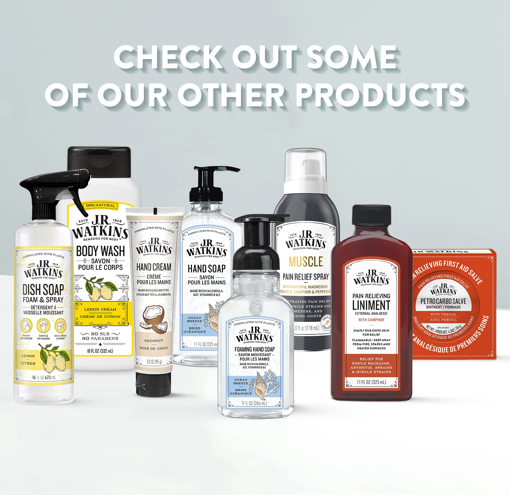 J.R. Watkins Foaming Hand Soap with Pump Dispenser, Moisturizing Foam Hand Wash, Alcohol-Free, Cruelty-Free, Citron, 9 fl oz, 3 Pack