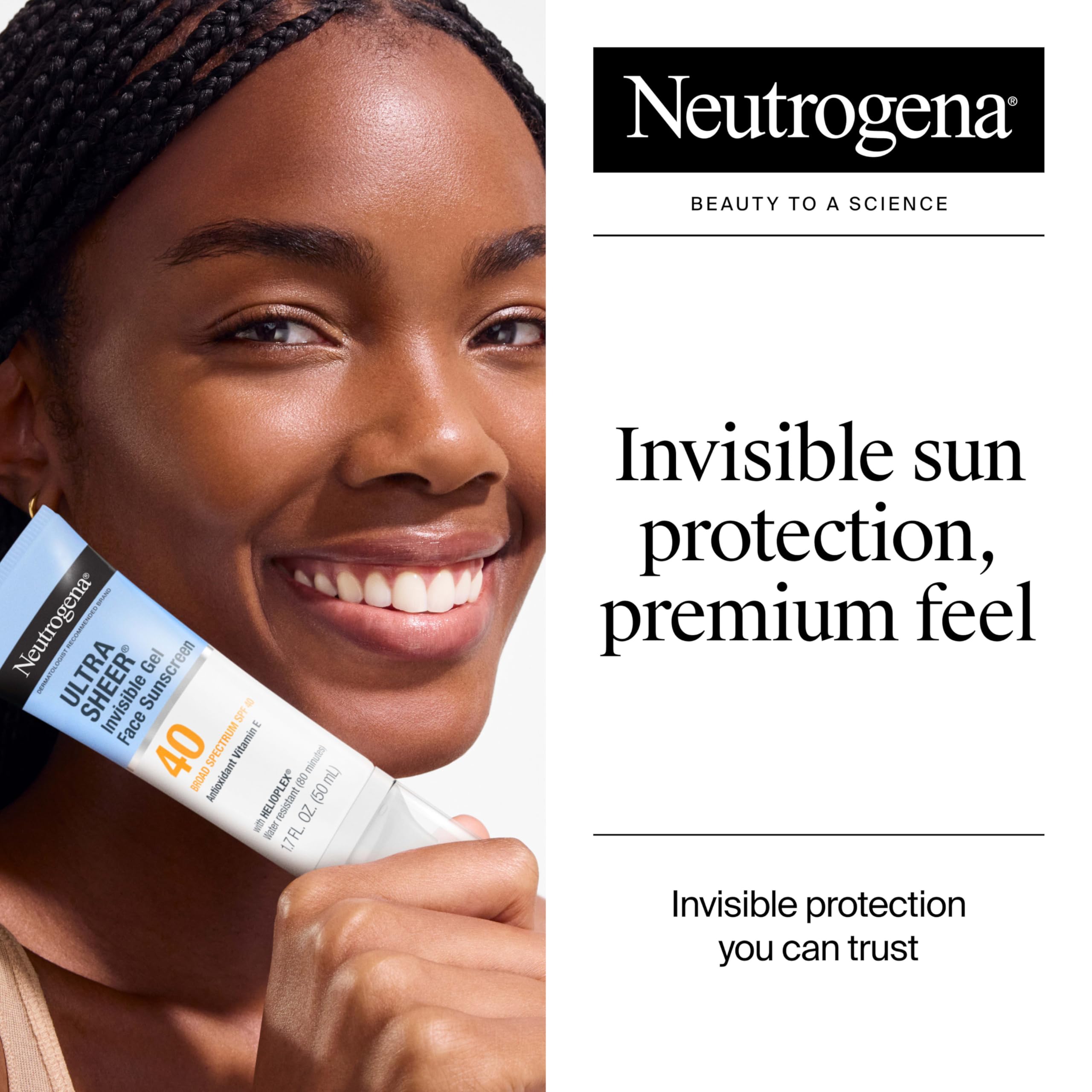 Neutrogena Ultra Sheer Invisible Gel Face Sunscreen SPF 40, Facial Sunscreen & Moisturizer