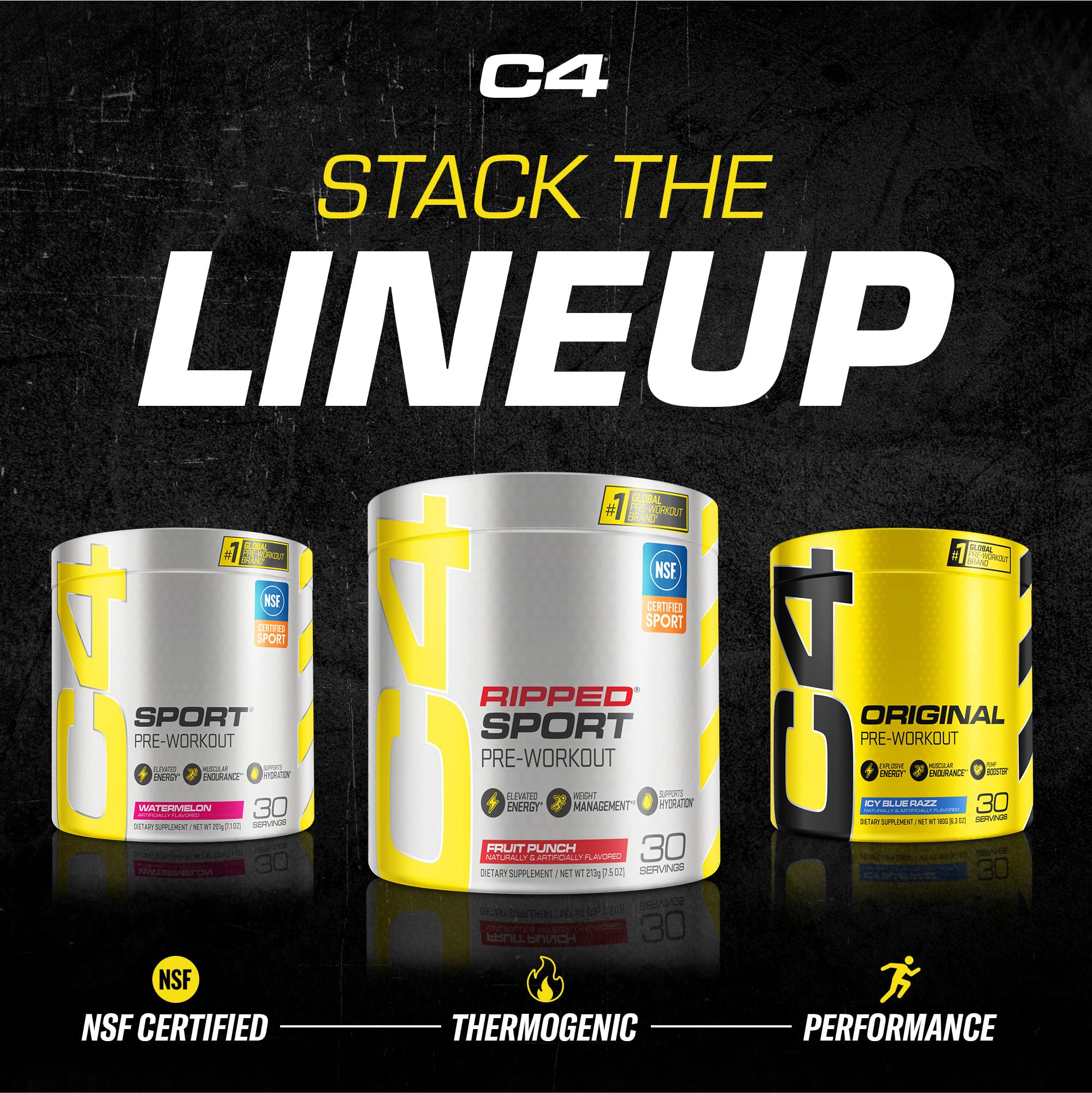 C4 Ripped Sport Pre Workout Powder Fruit Punch - NSF Certified for Sport + Zero Sugar Preworkout Energy Supplement for Men & Women - 135mg Caffeine