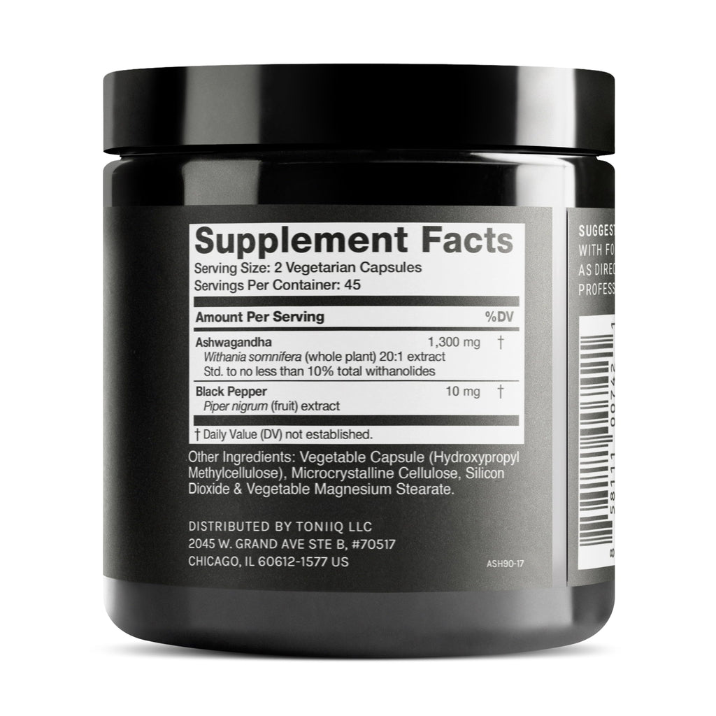 Toniiq Ashwagandha - Ultra High Potency 20:1 Extract with 10% Withanolides - Wild Harvested in India - Highly Concentrated - Third-Party Lab Tested - 90 Capsules Toniiq Au supplements