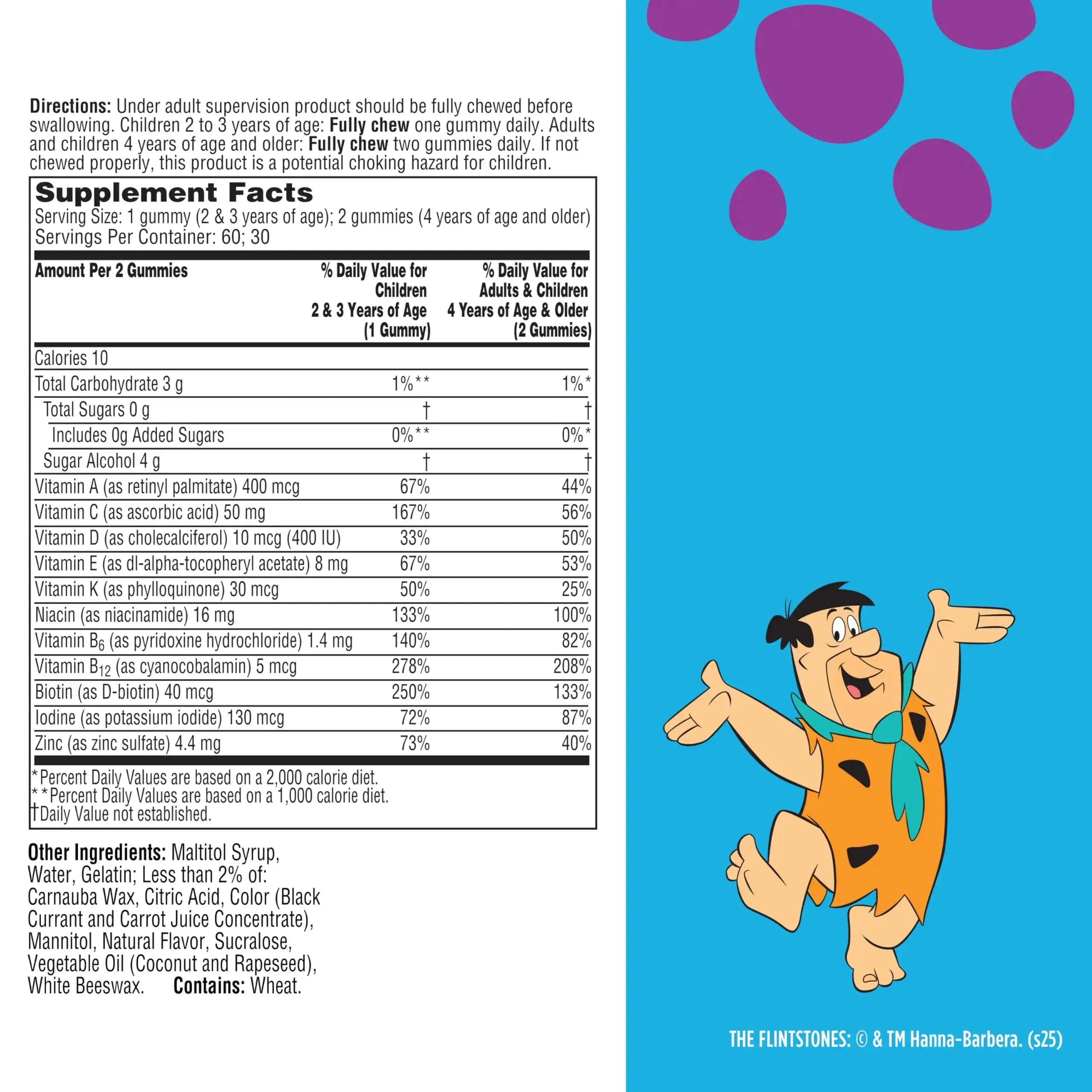 Flintstones Multivitamins for Kids, Sugar Free Kids Multivitamin Gummies, with Vitamins A, C, E, B6 & B12, Raspberry Flavored Gummy Vitamins, 60 Count Flintstones Vitamins Au supplements